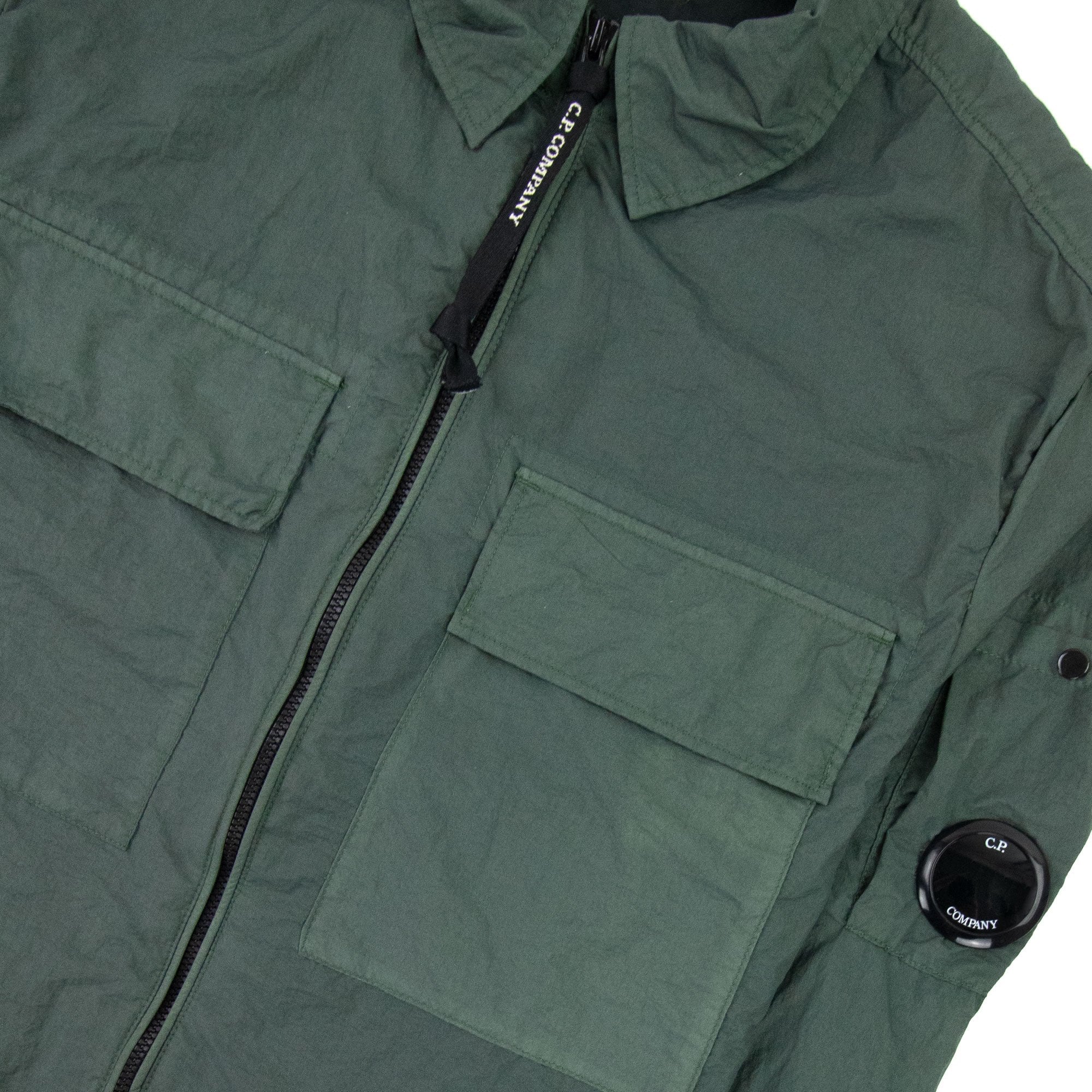 CP Company Zip Up Nylon Overshirt Green 668