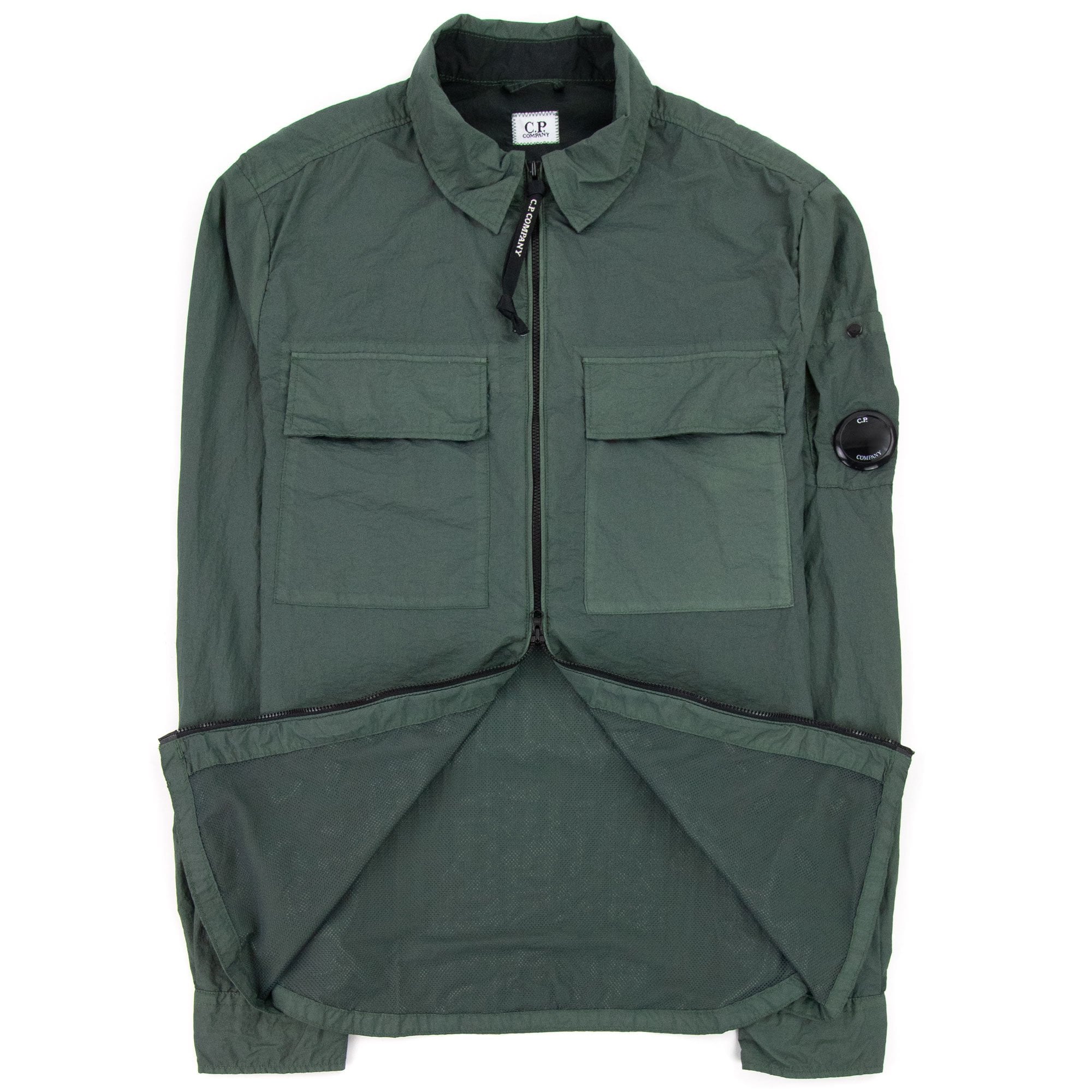 CP Company Zip Up Nylon Overshirt Green 668