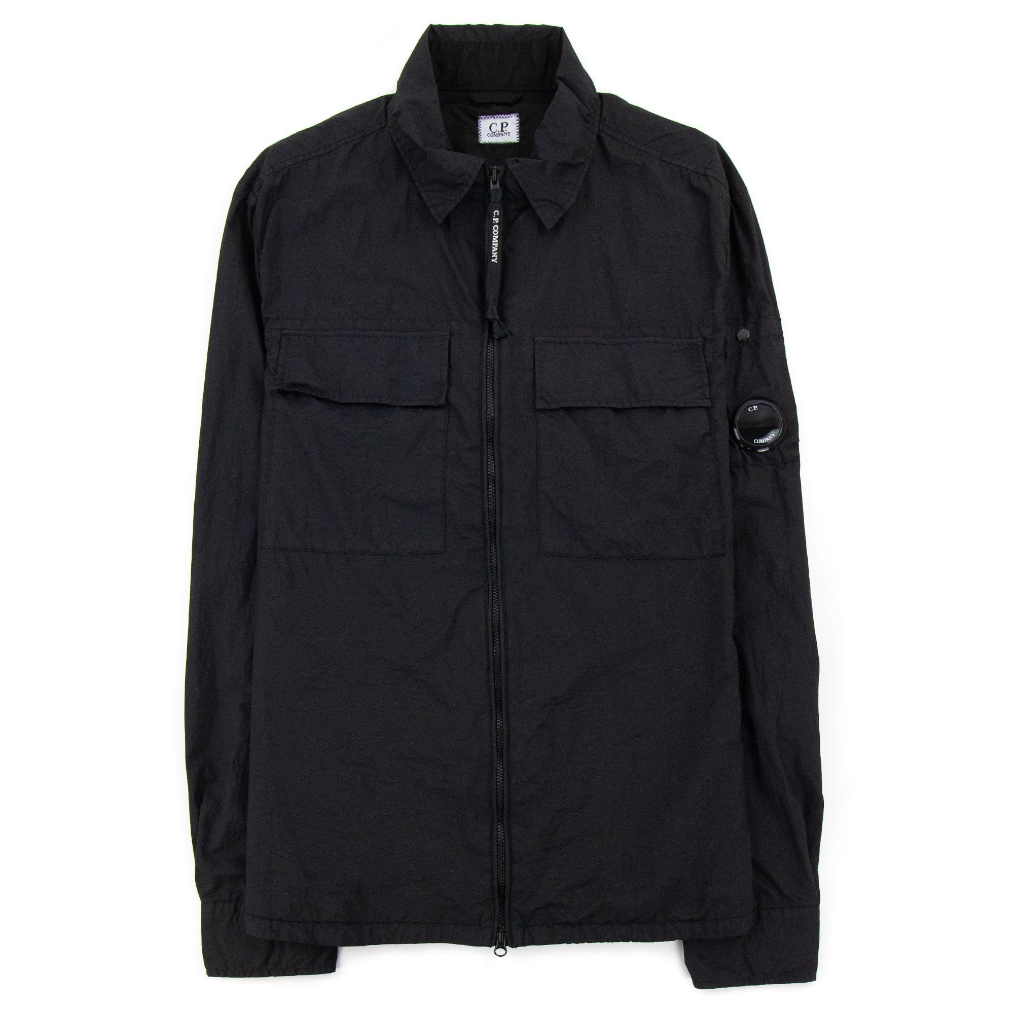 CP Company Arm Lens Zip Up Nylon Overshirt Black 999 | ONU – Onu