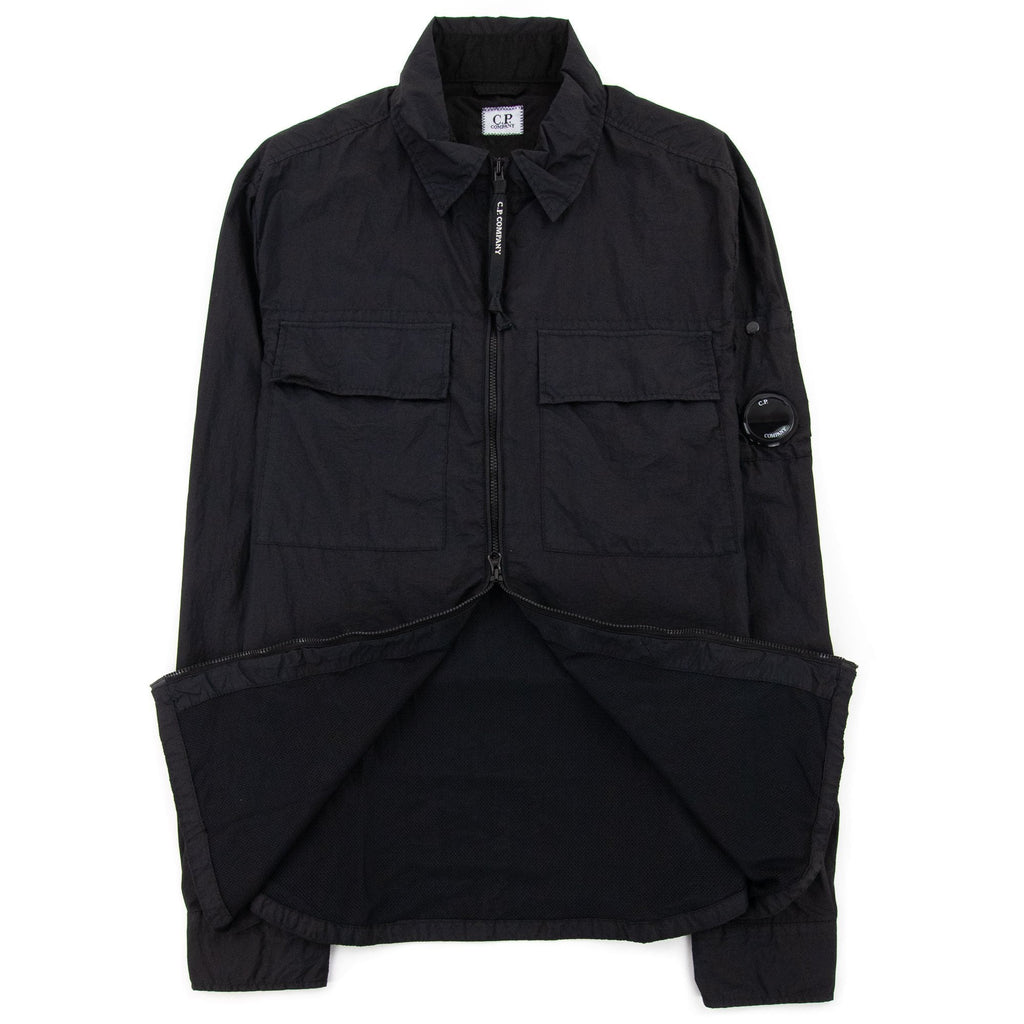 CP Company Arm Lens Zip Up Nylon Overshirt Black 999