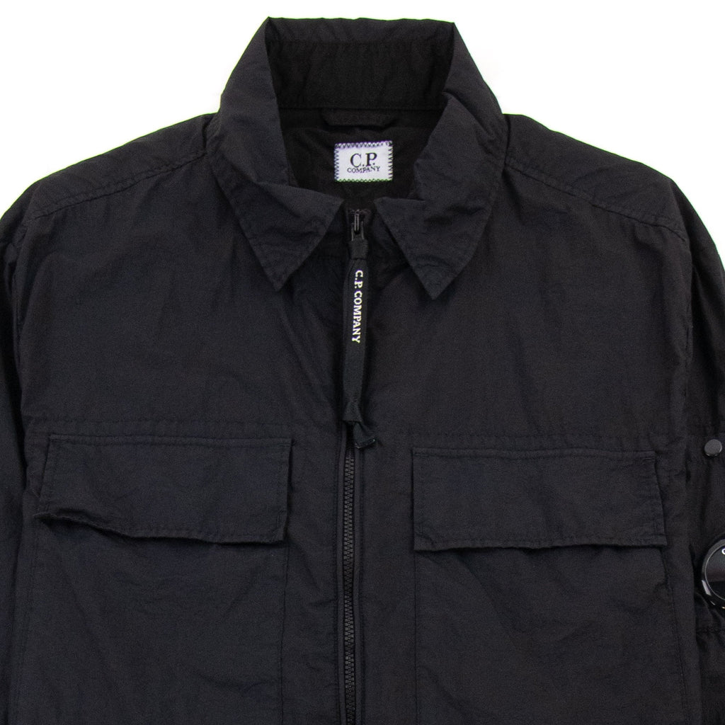 CP Company Arm Lens Zip Up Nylon Overshirt Black 999