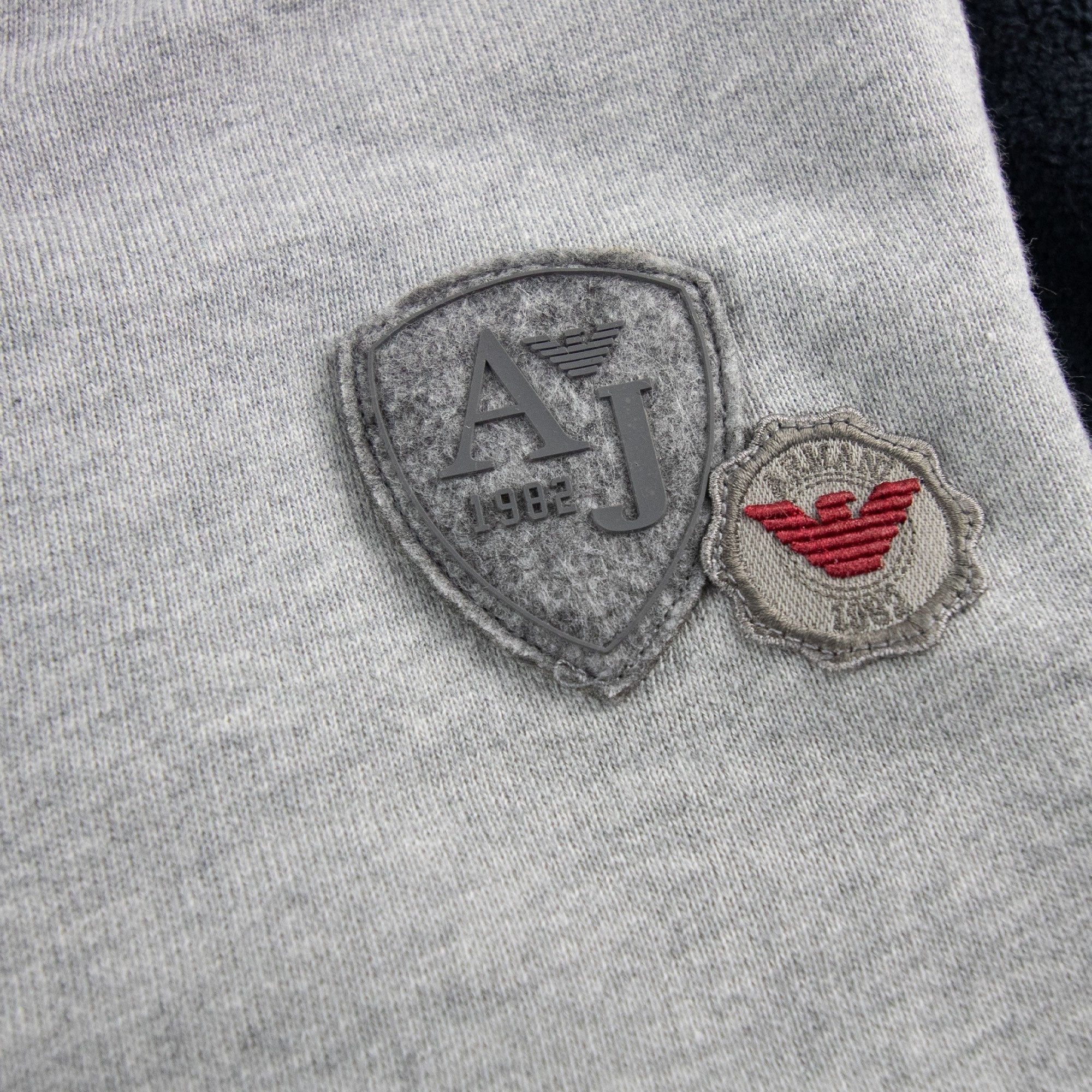 Armani Junior Embossed Logo Hoodied Bomber Jacket Grey