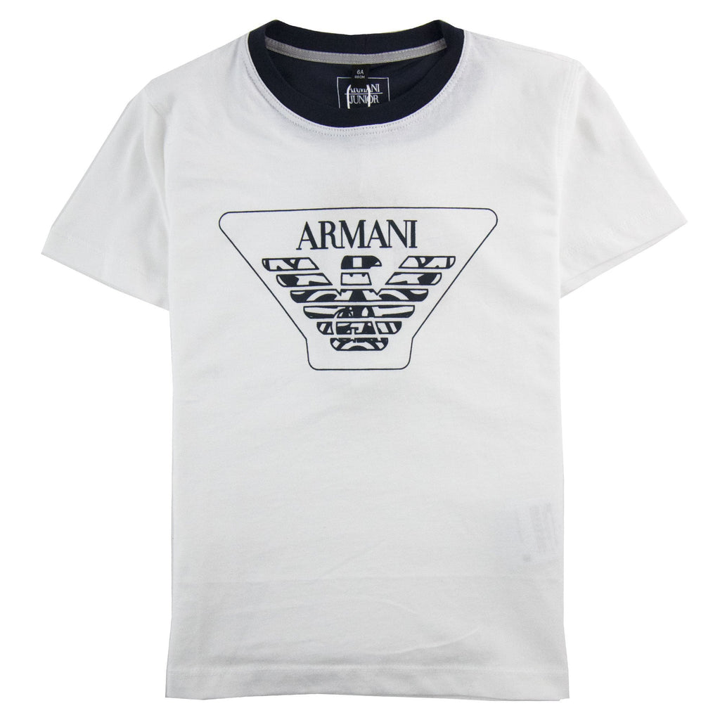 Armani Junior Big Eaagle Logo T Shirt Bianco