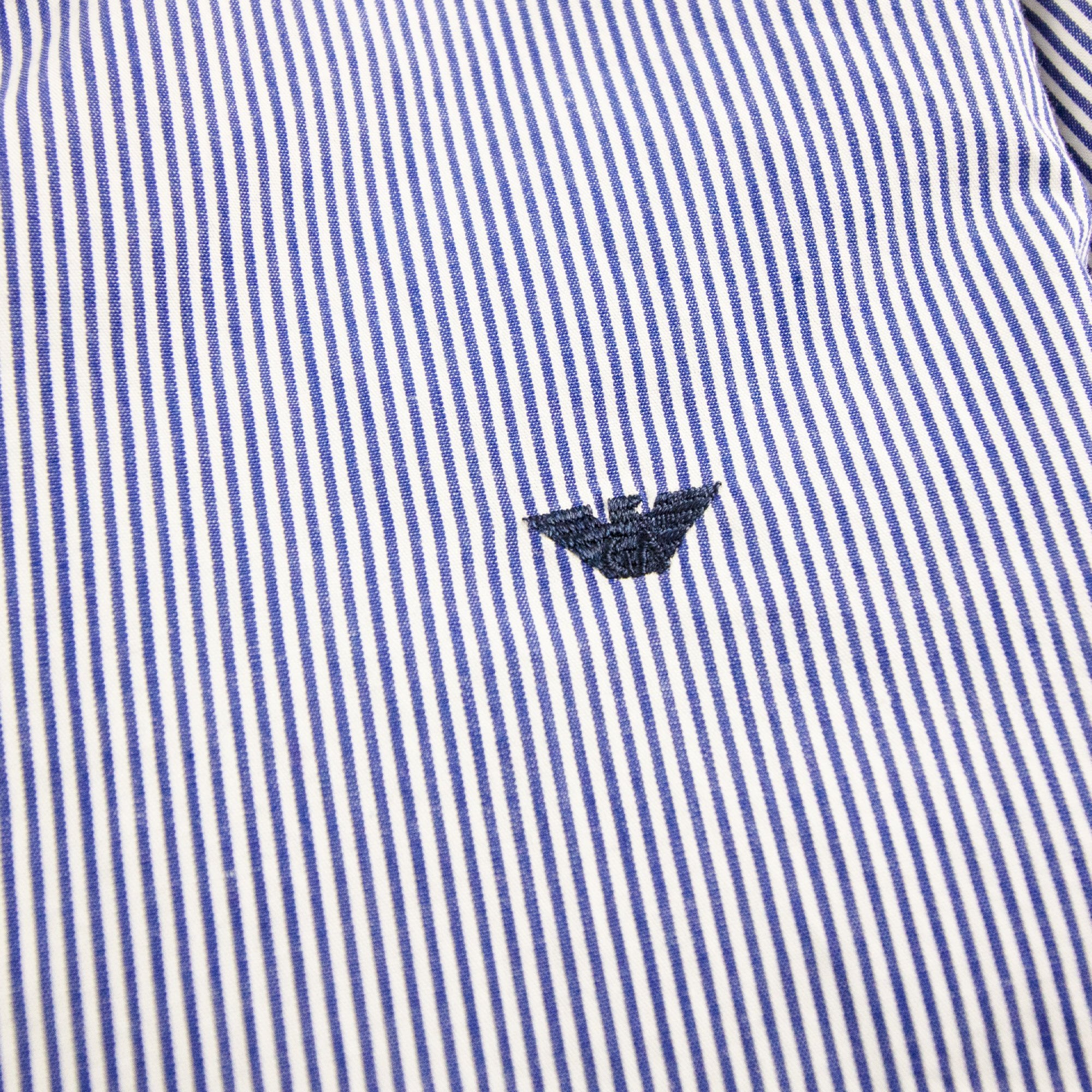 Armani Junior Embossed Logo Stripe S/s Shirt Baby Blue