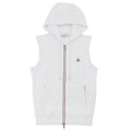 Moncler Logo Sleeveless Zip Up Hoodied Sweat White 001