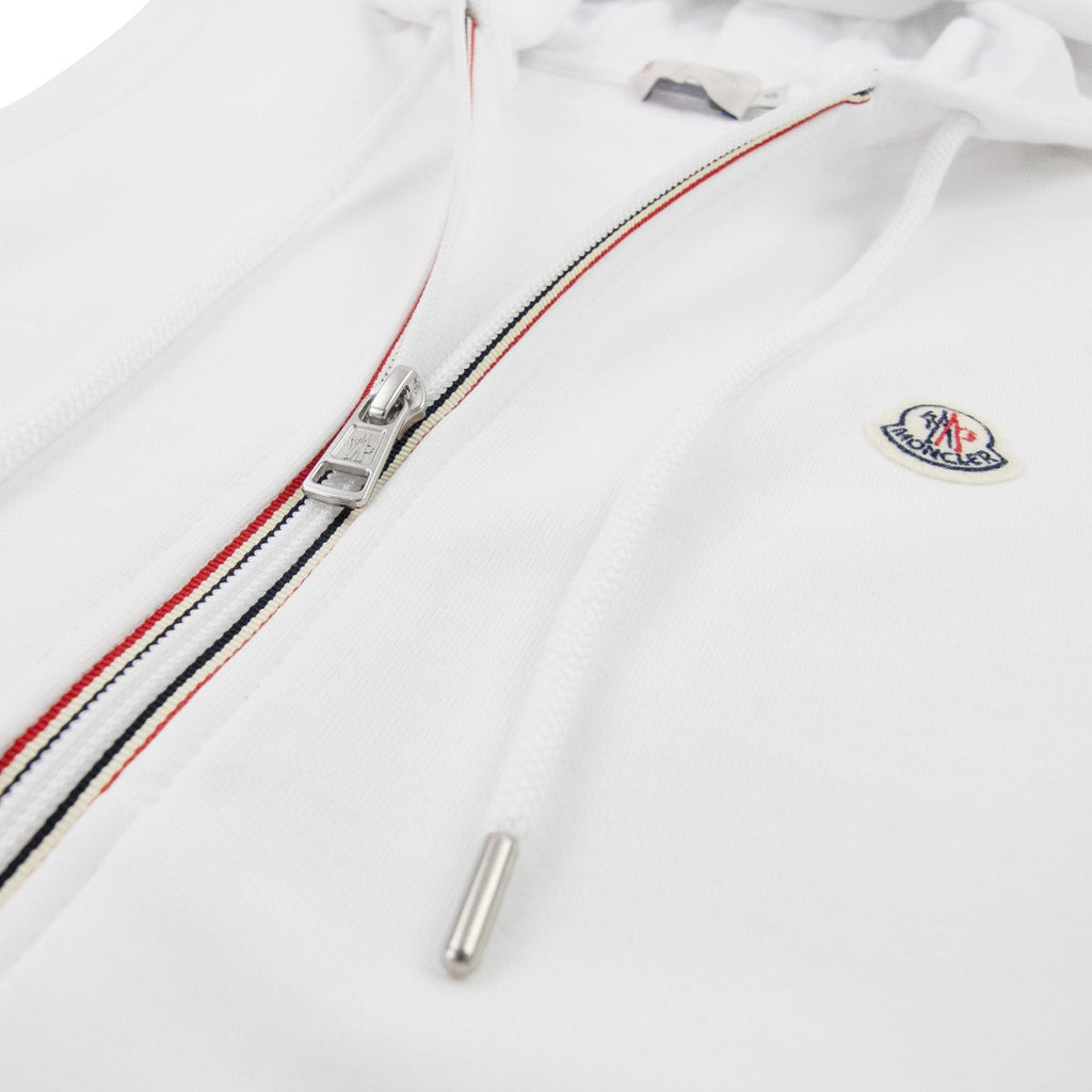 Moncler Logo Sleeveless Zip Up Hoodied Sweat White 001