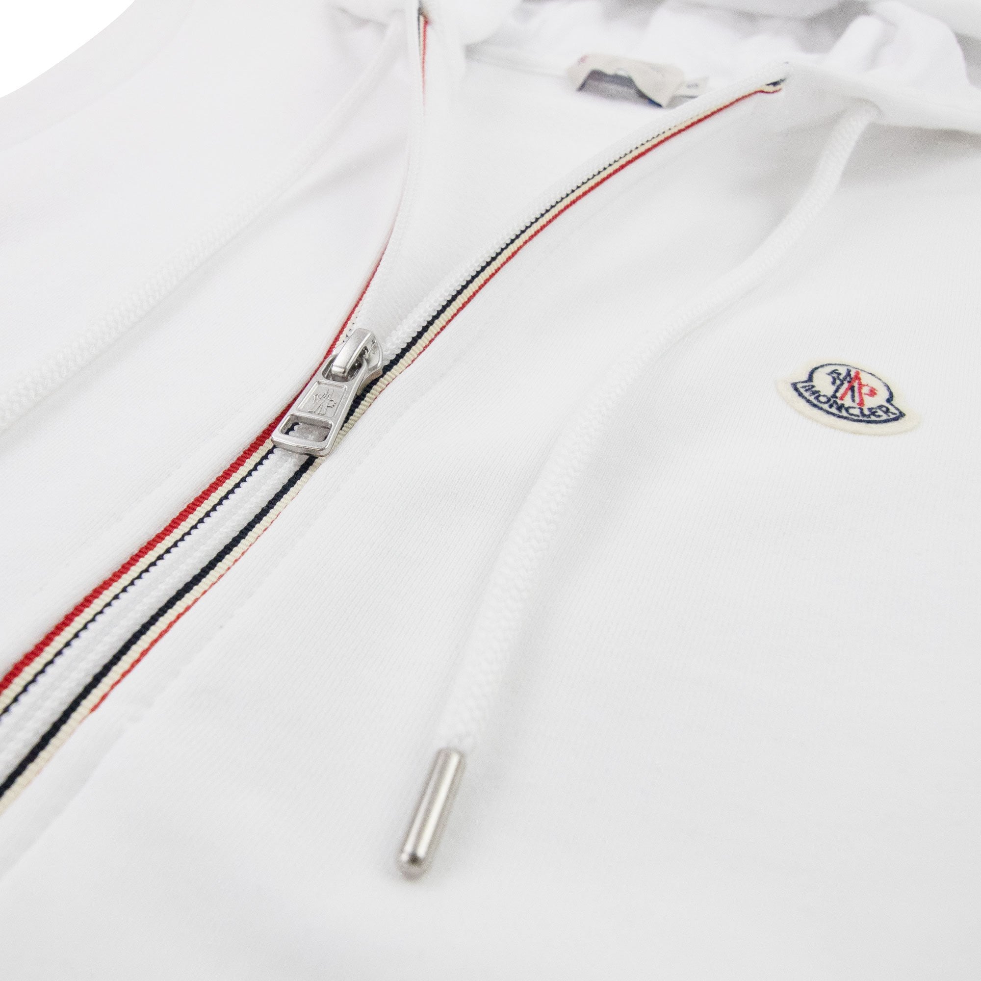 Moncler Logo Sleeveless Zip Up Hoodied Sweat White 001