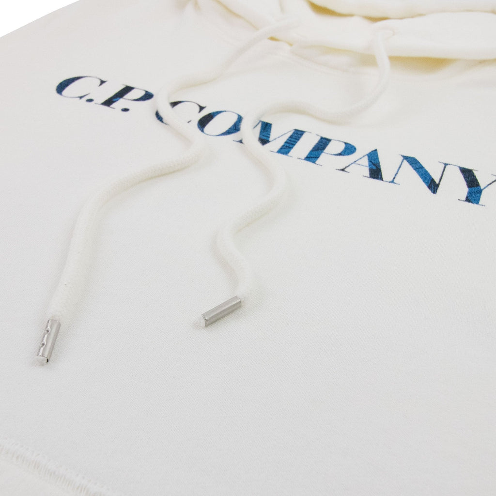 CP Company Logo Print Hooded Sweatshirt White 103