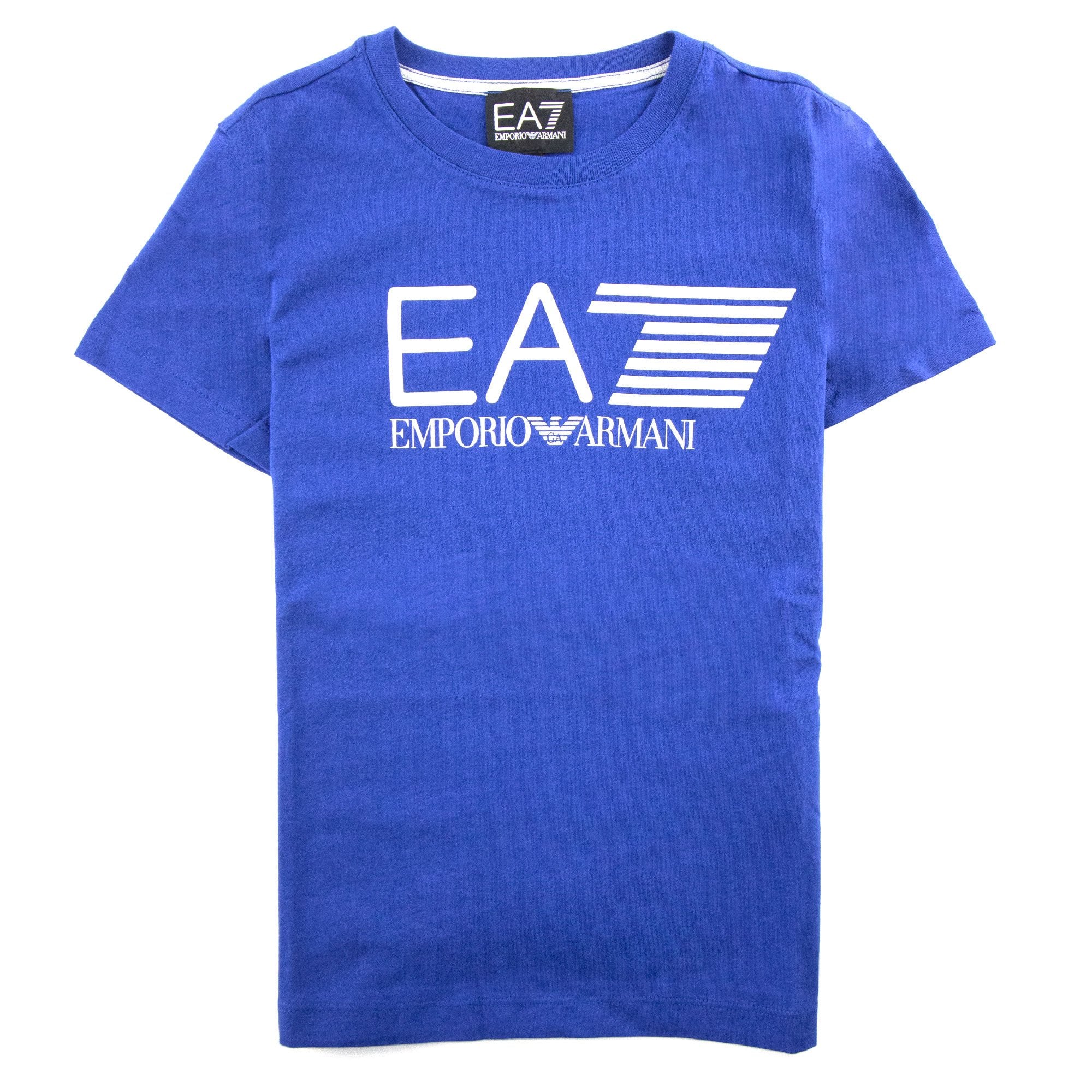 Ea7 Junior Printed Logo S/s T Shirt Blue