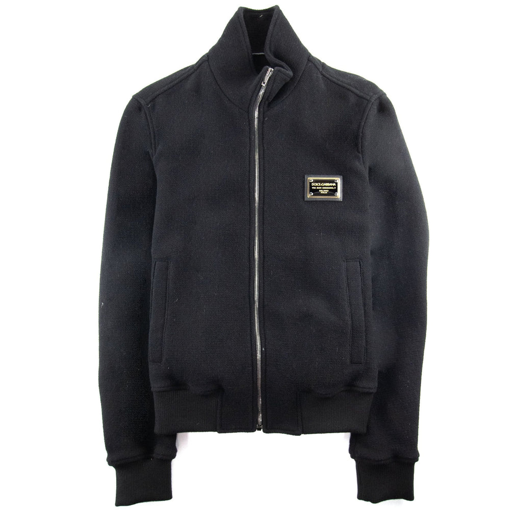 Dolce & Gabbana Metal Logo Funnel Neck Sweatshirt Black