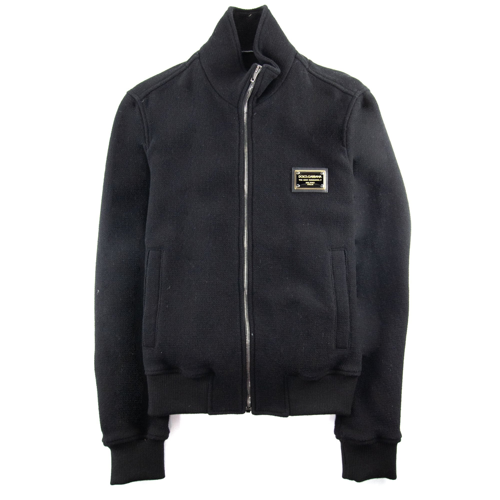 Dolce & Gabbana Metal Logo Funnel Neck Sweatshirt Black