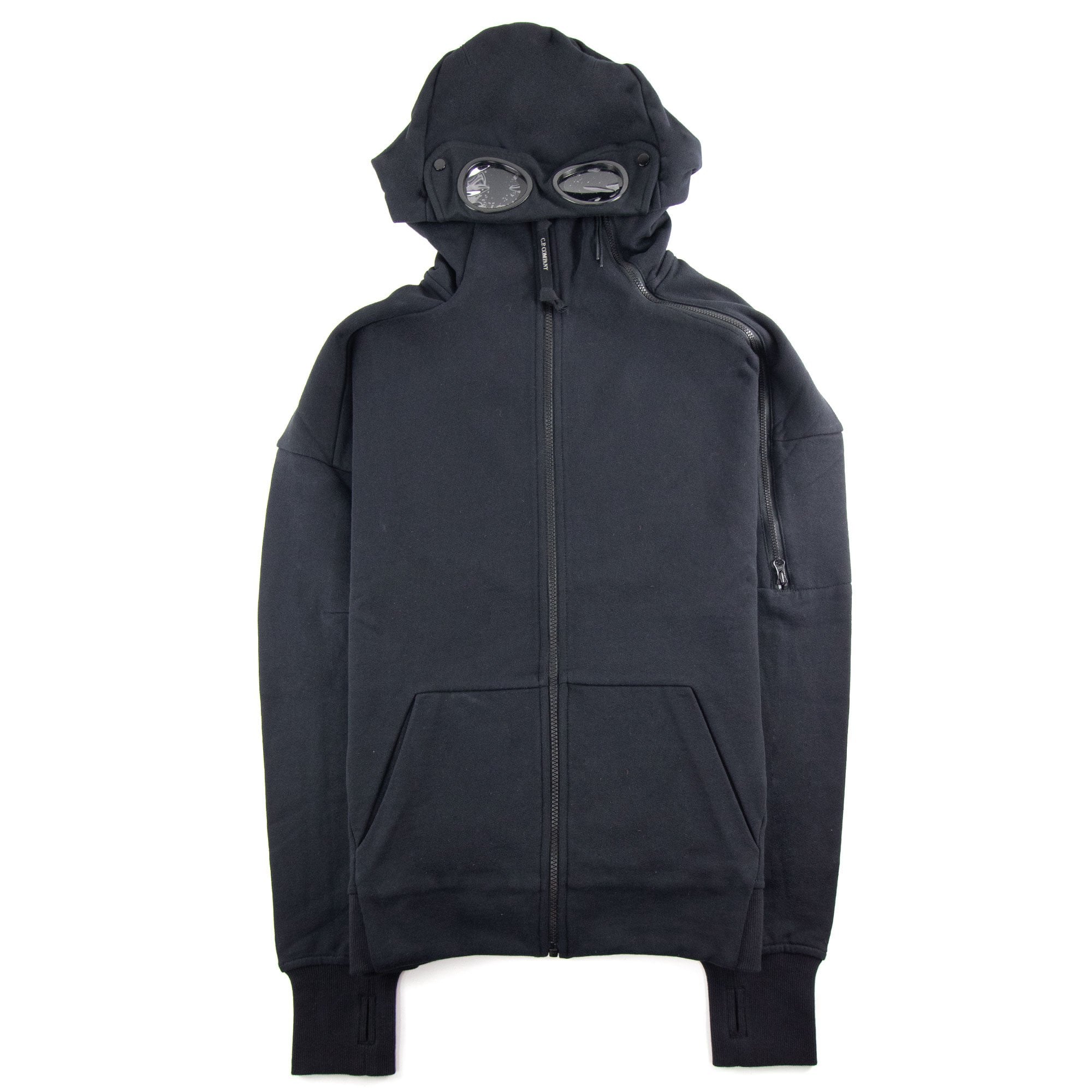 CP Company Zip Goggle Hood Side Zip Sweat Black 999 | ONU – Onu