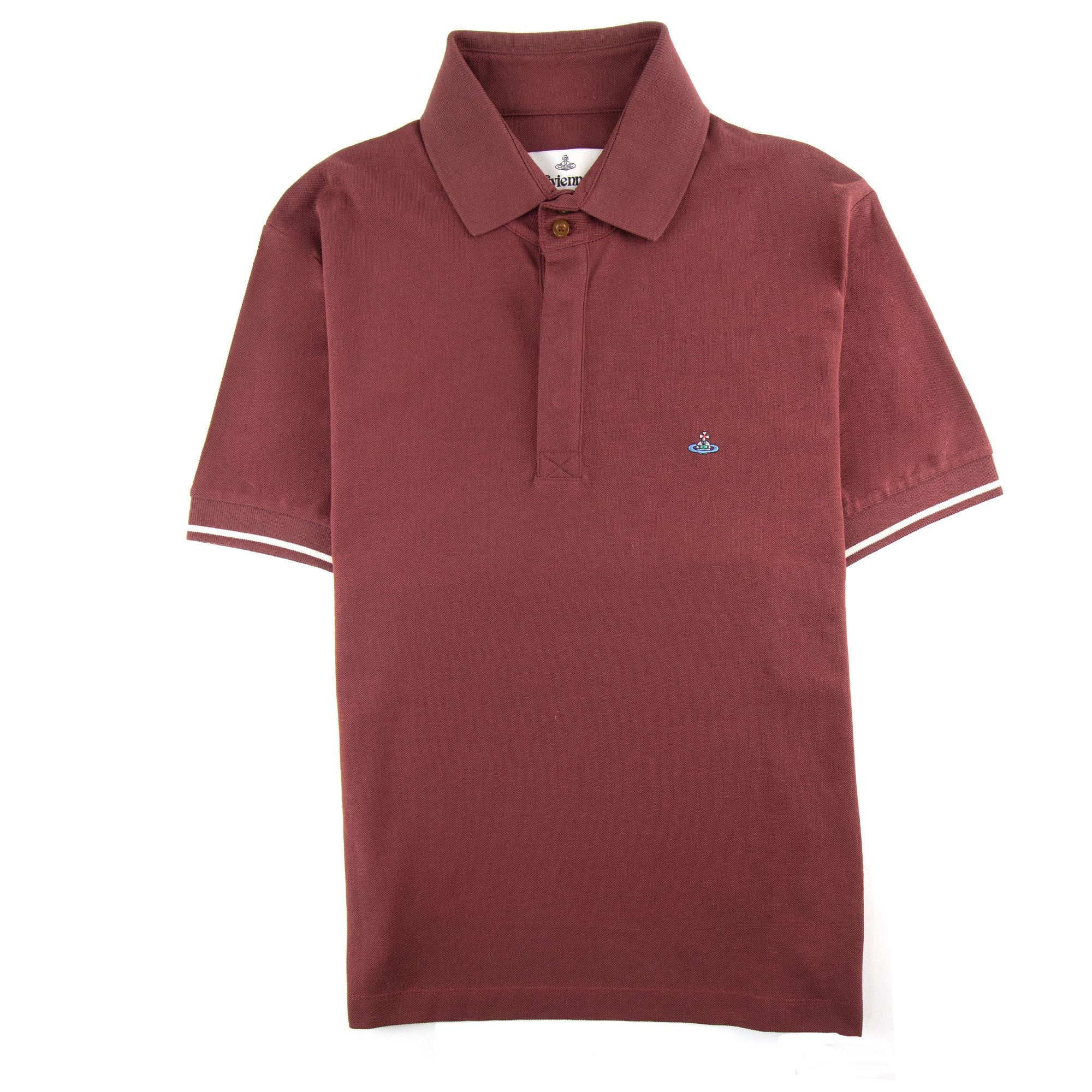 Vivienne Westwood Piquet Overlock Polo Burgundy