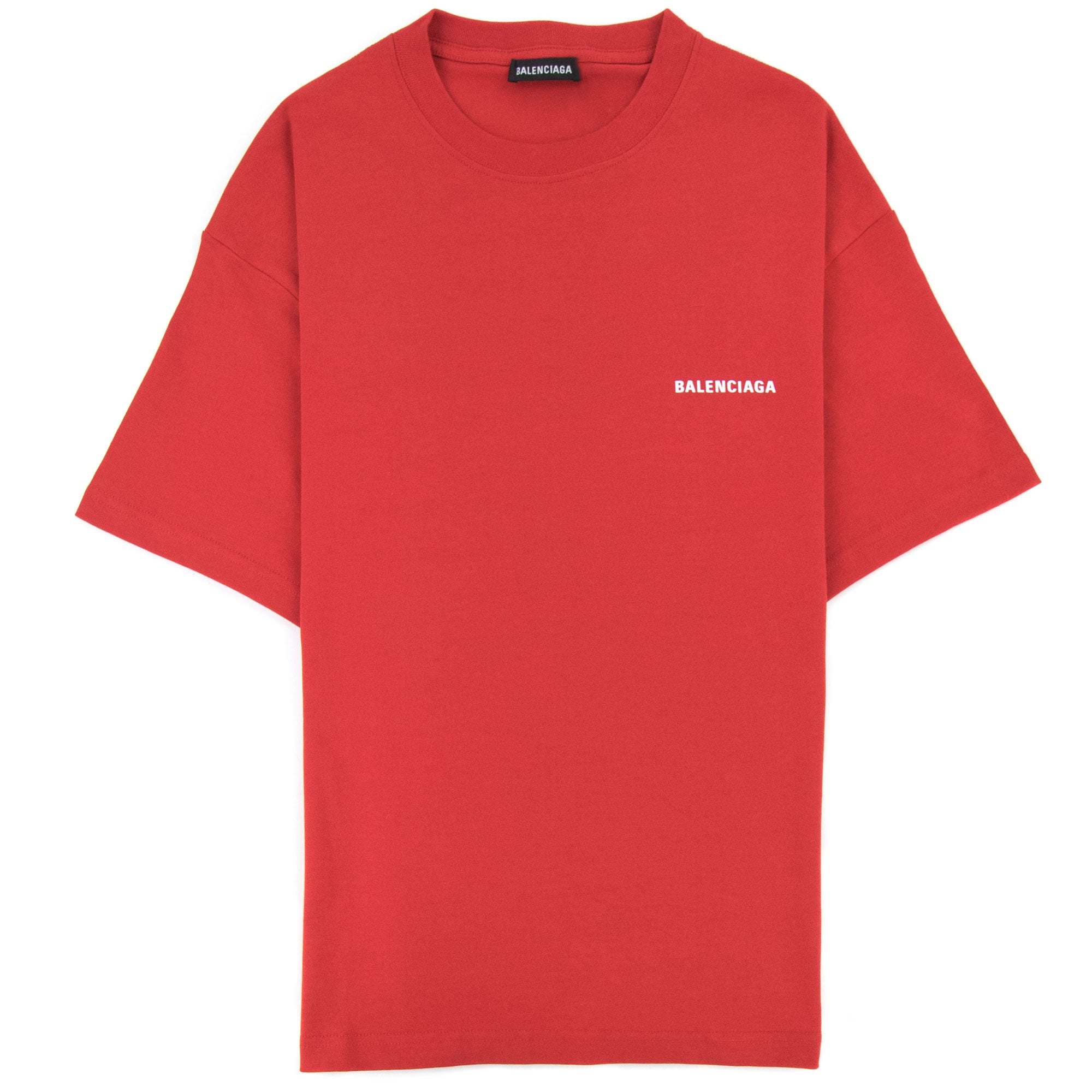 Balenciaga Logo Crewneck T Shirt Red