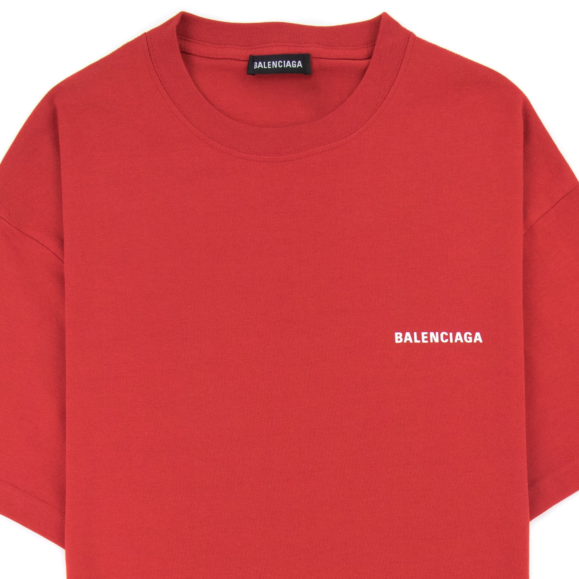 Balenciaga Logo Crewneck T Shirt Red