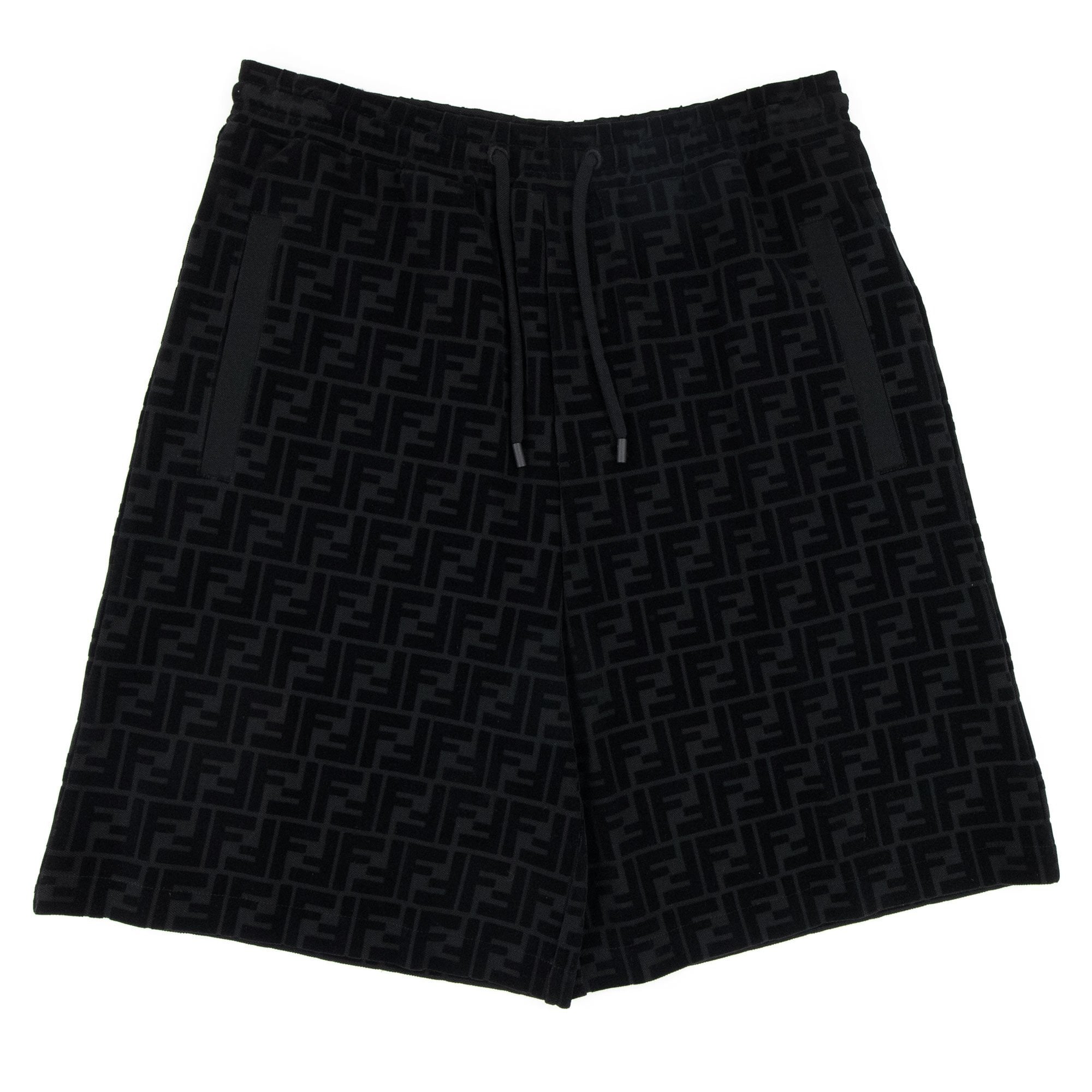 Fendi Ff Logo Print Bermuda Shorts Nero