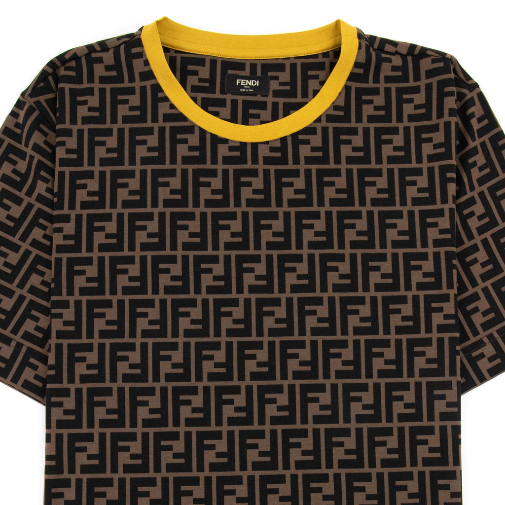 Fendi Ff Logo Print T Shirt Tobacco/nero