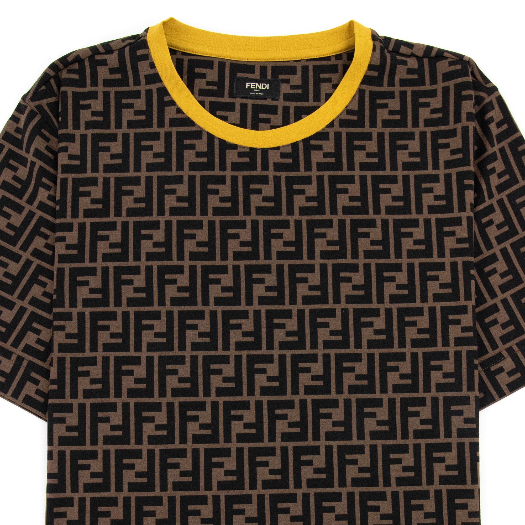 Fendi Ff Logo Print T Shirt Tobacco/nero