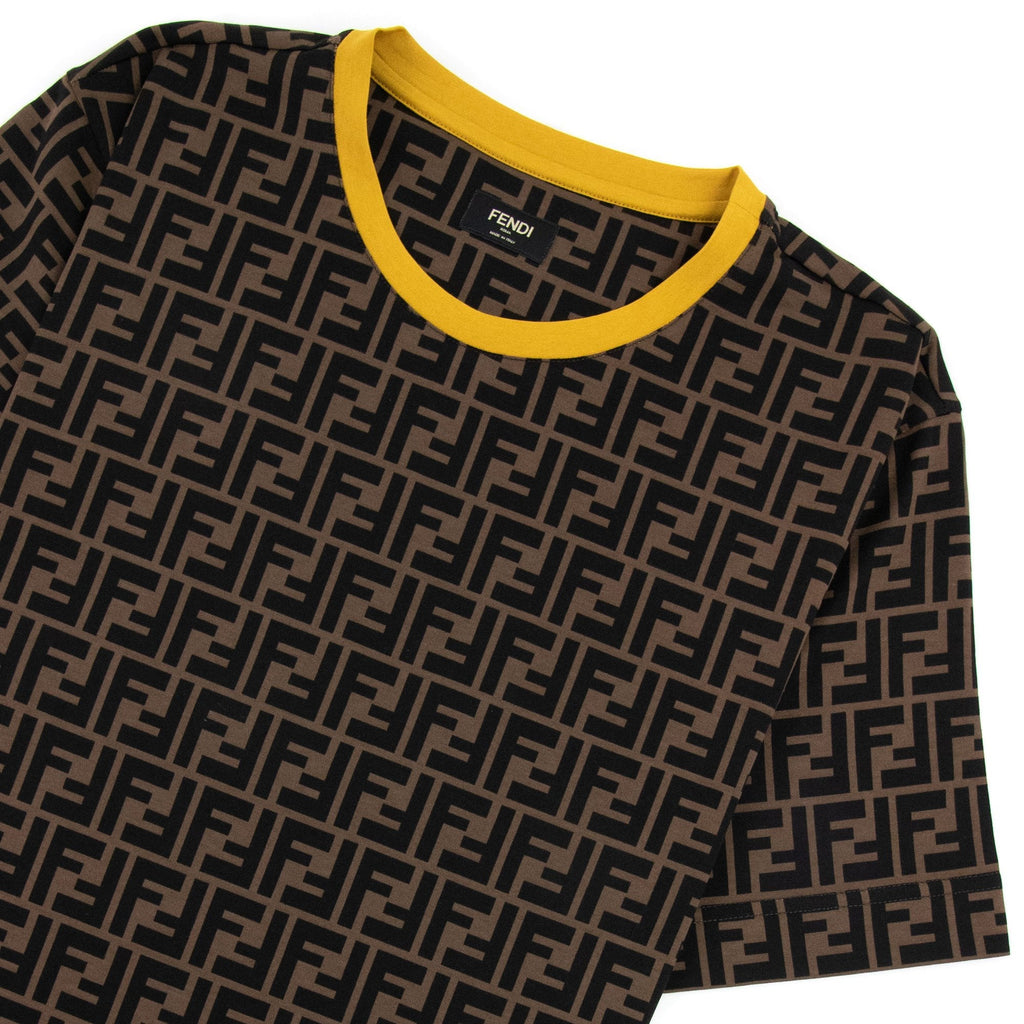 Fendi Ff Logo Print T Shirt Tobacco/nero