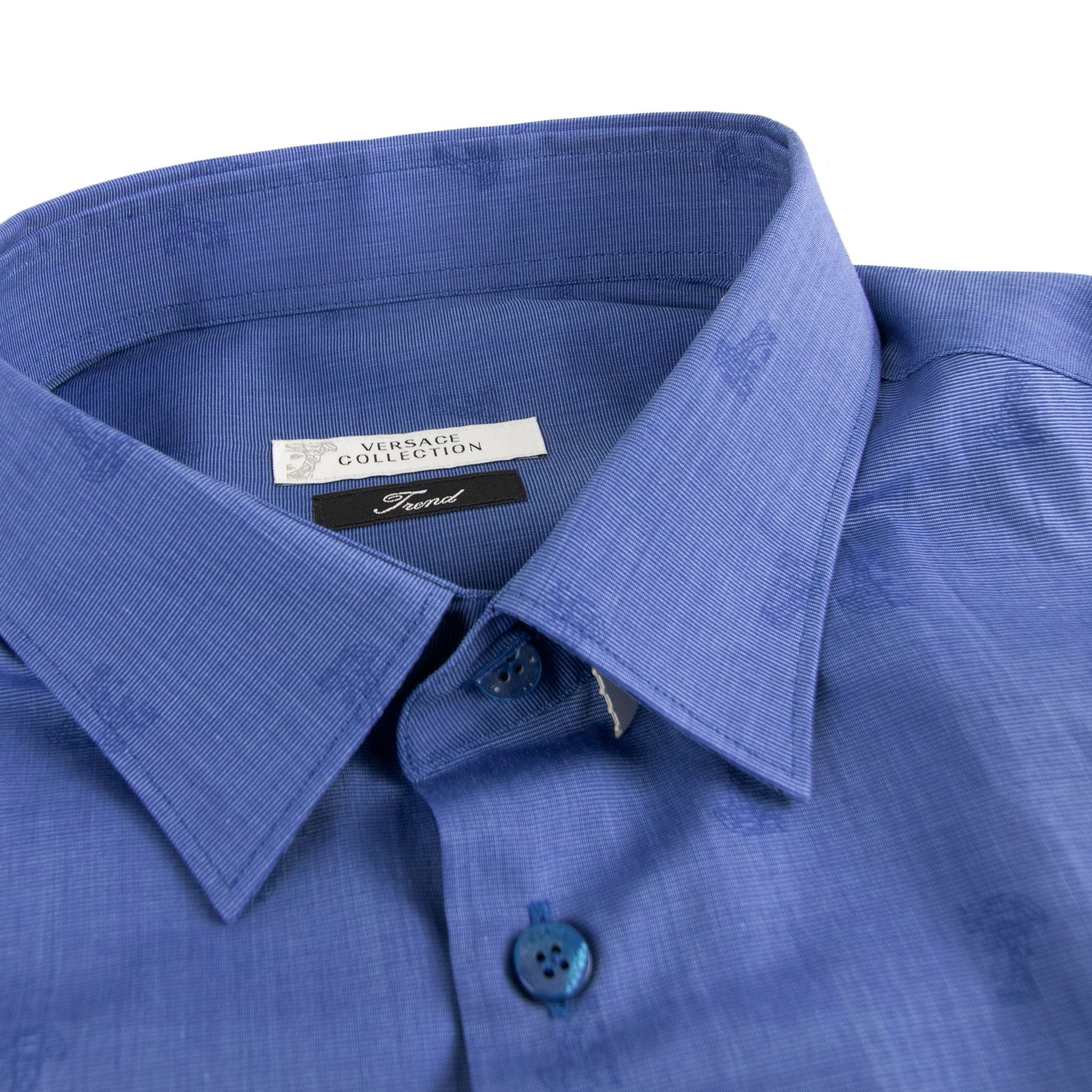 Versace Collection All Over Logo Print L/s Shirt Navy Blue