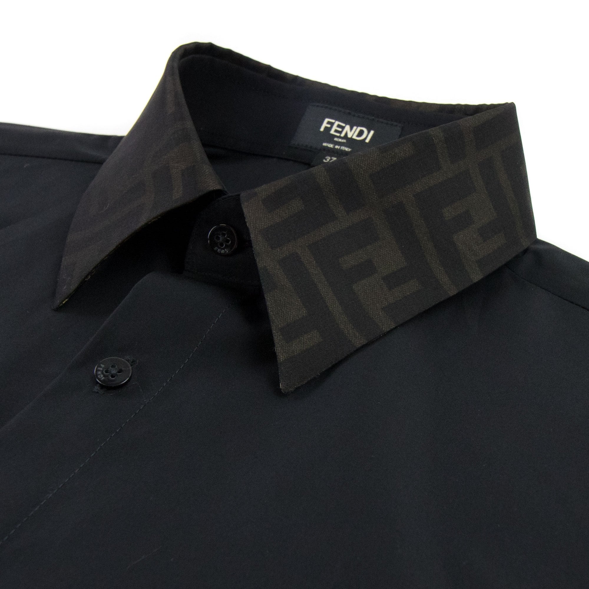 Fendi Ff Collar Logo L/s Shirt Black