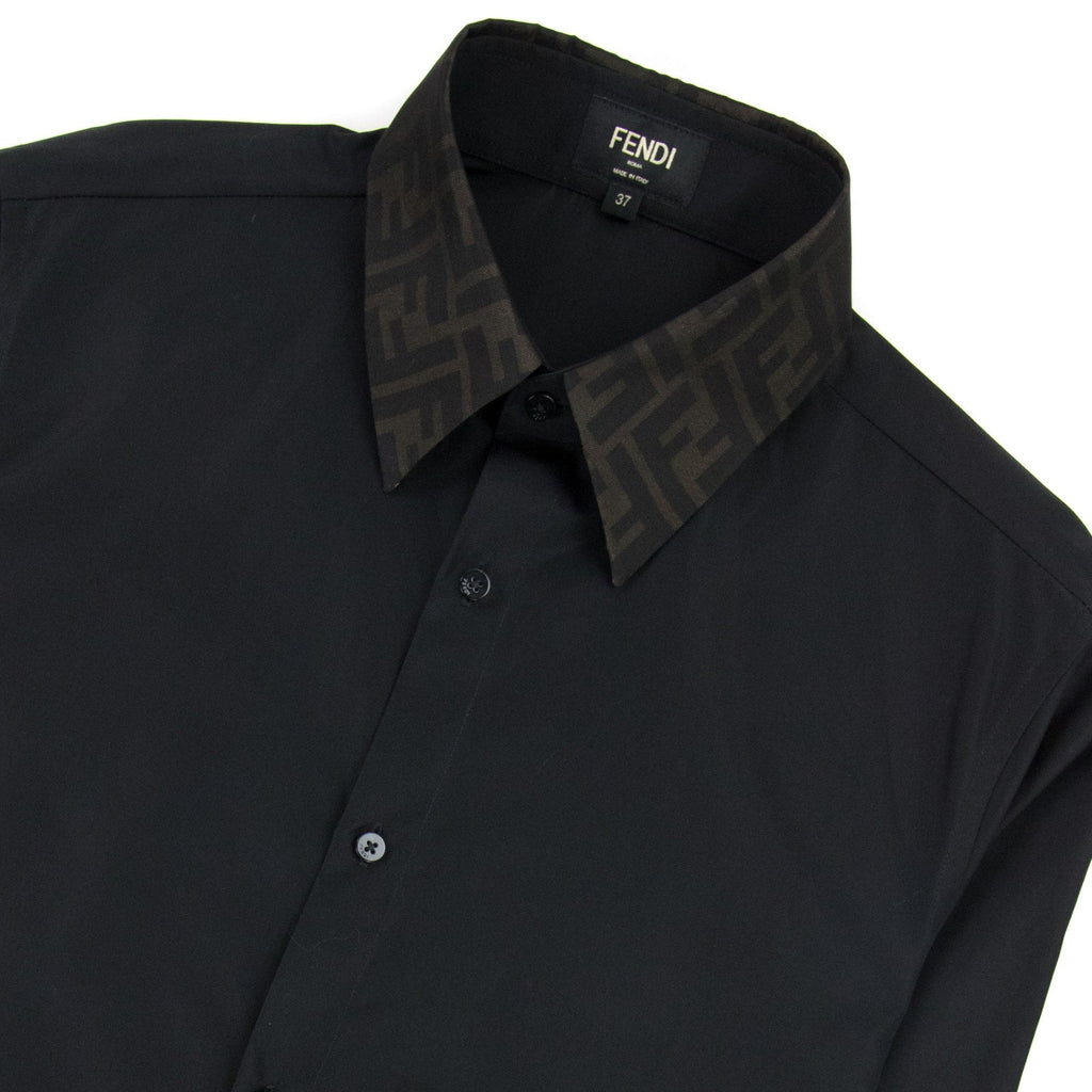 Fendi Ff Collar Logo L/s Shirt Black