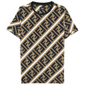 Fendi Diagonal Ff Logo T Shirt Nocciola/vela