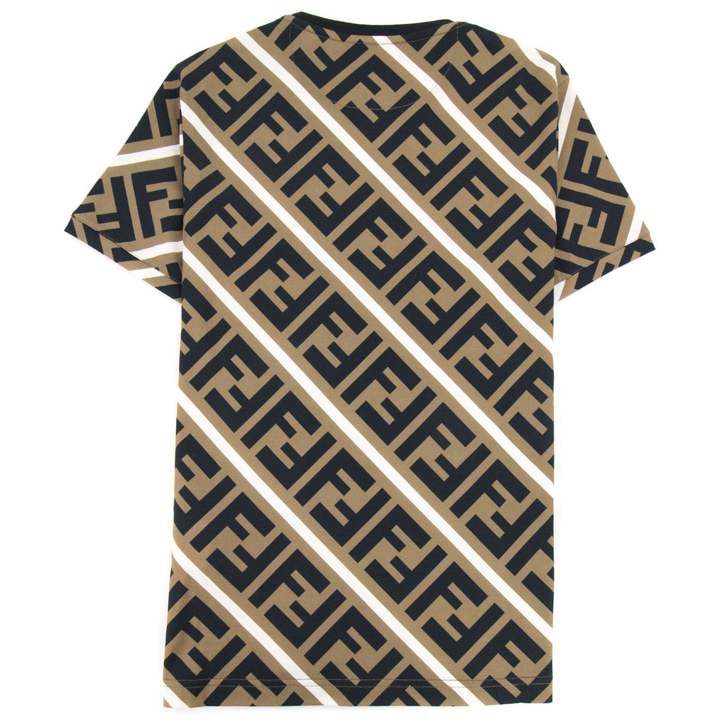 Fendi Diagonal Ff Logo T Shirt Nocciola/vela