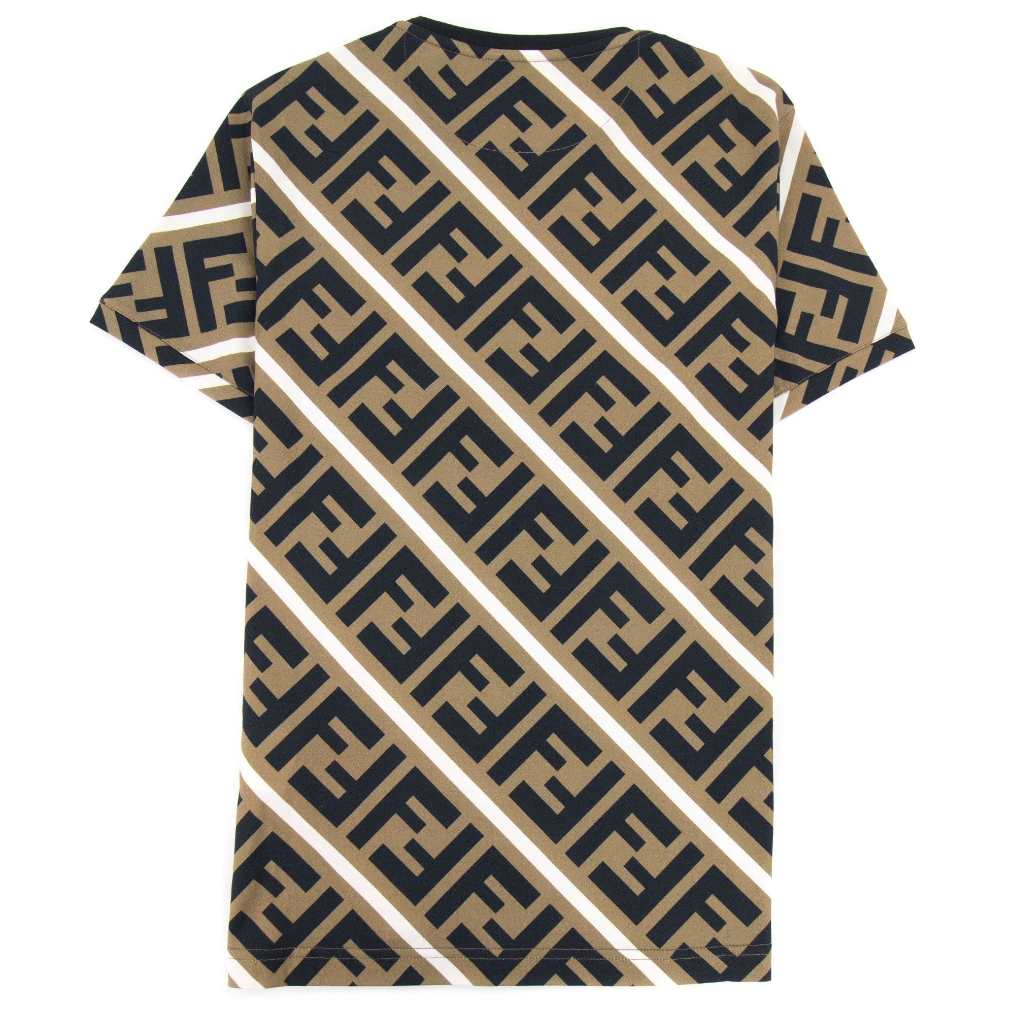 Fendi Diagonal Ff Logo T Shirt Nocciola/vela