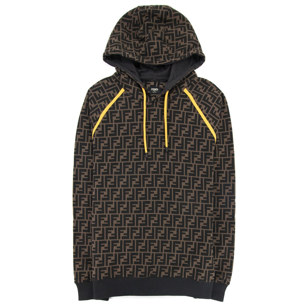 Fendi Ff Logo Hoodied Sweatshirt Tabacco/nero