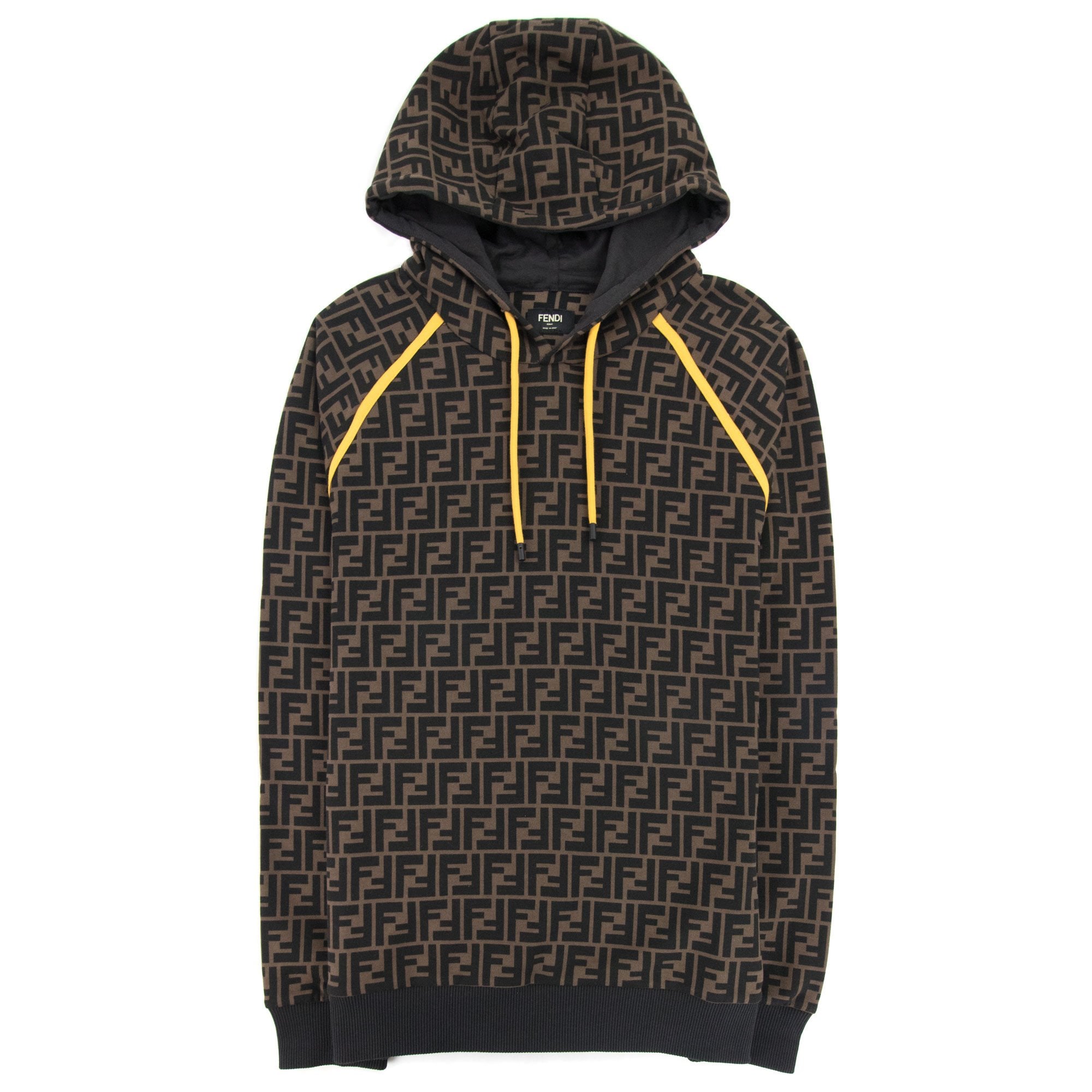 Fendi Ff Logo Hoodied Sweatshirt Tabacco/nero