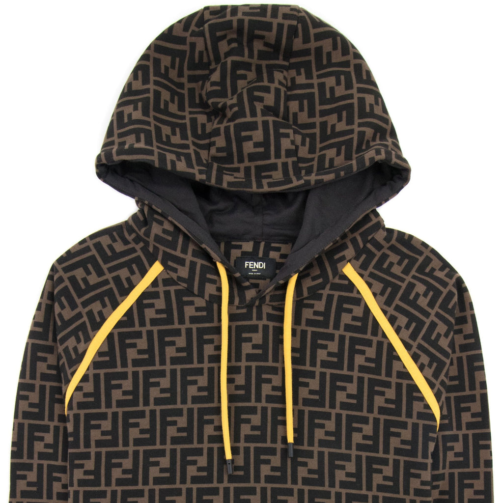 Fendi Ff Logo Hoodied Sweatshirt Tabacco/nero