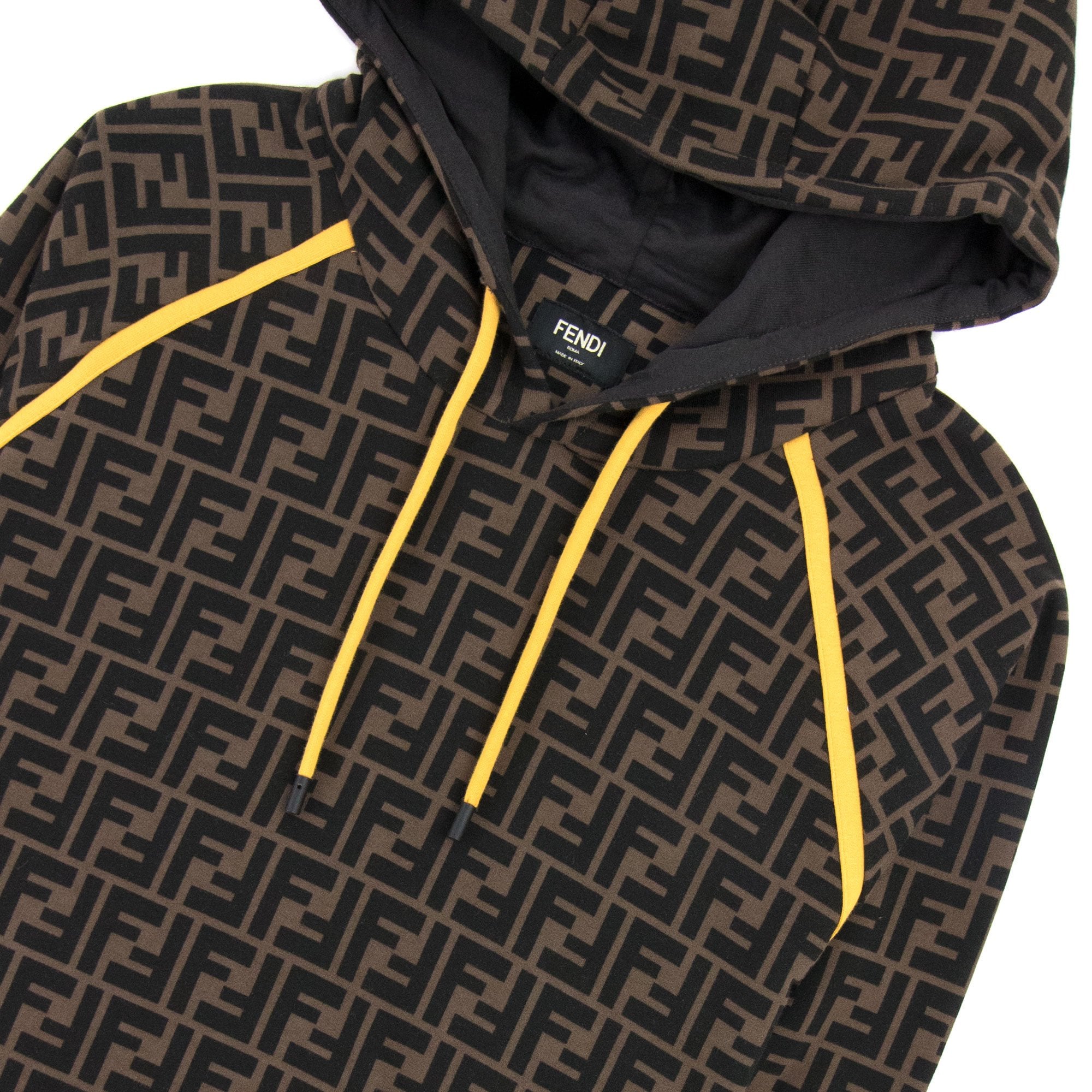 Fendi Ff Logo Hoodied Sweatshirt Tabacco/nero