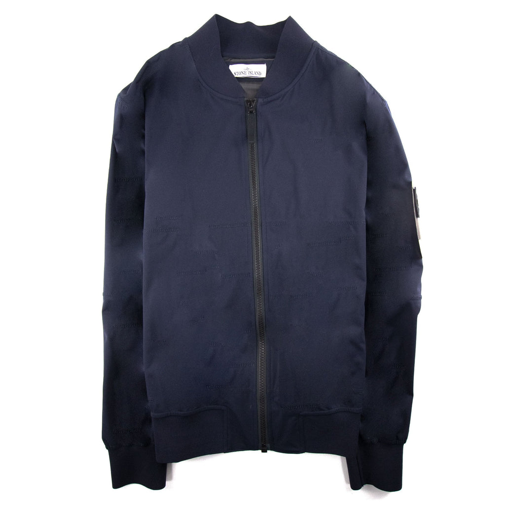 Stone Island Light Soft Shell Grid Bomber Jacket Navy Blue V0020