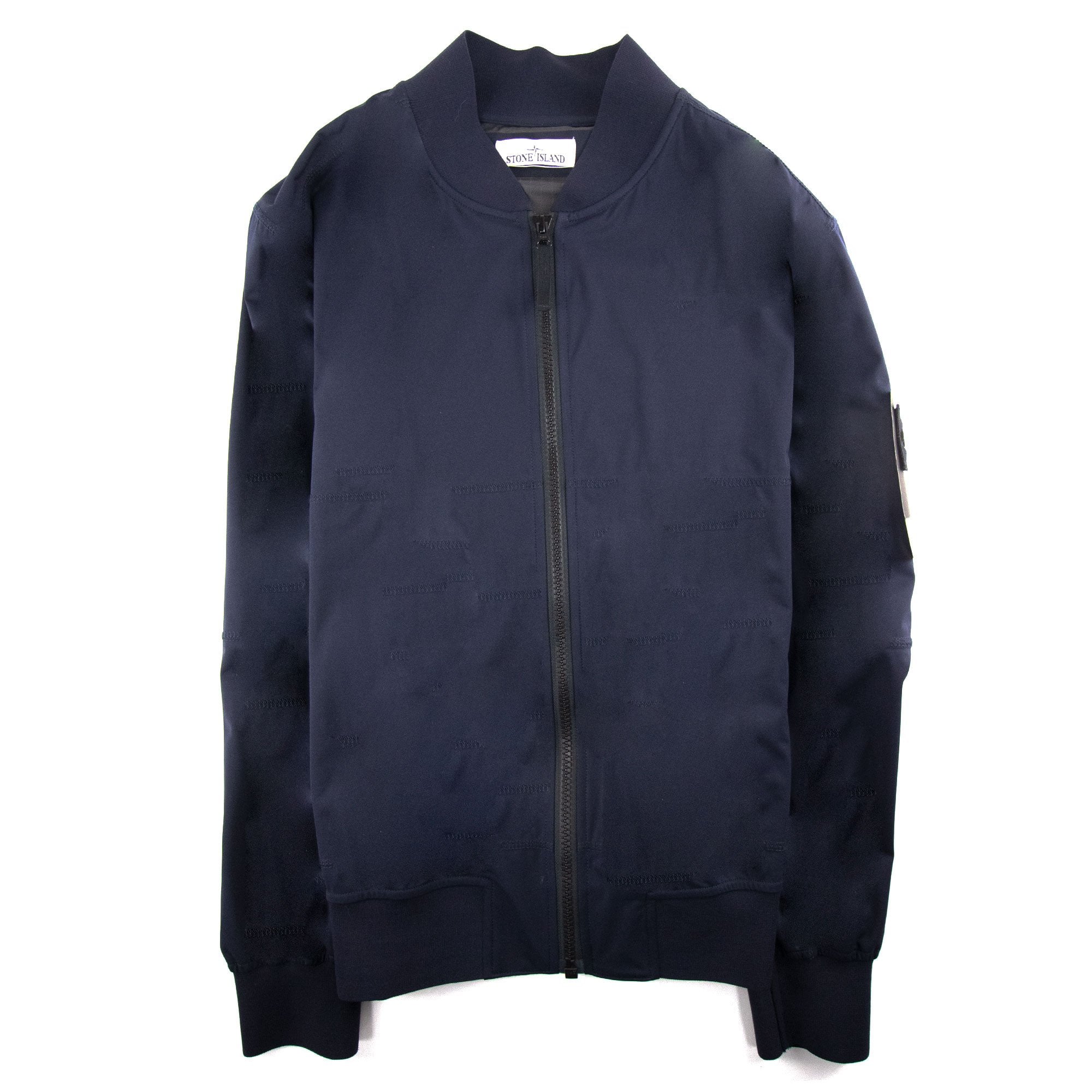 Stone Island Light Soft Shell Grid Bomber Jacket Navy Blue V0020