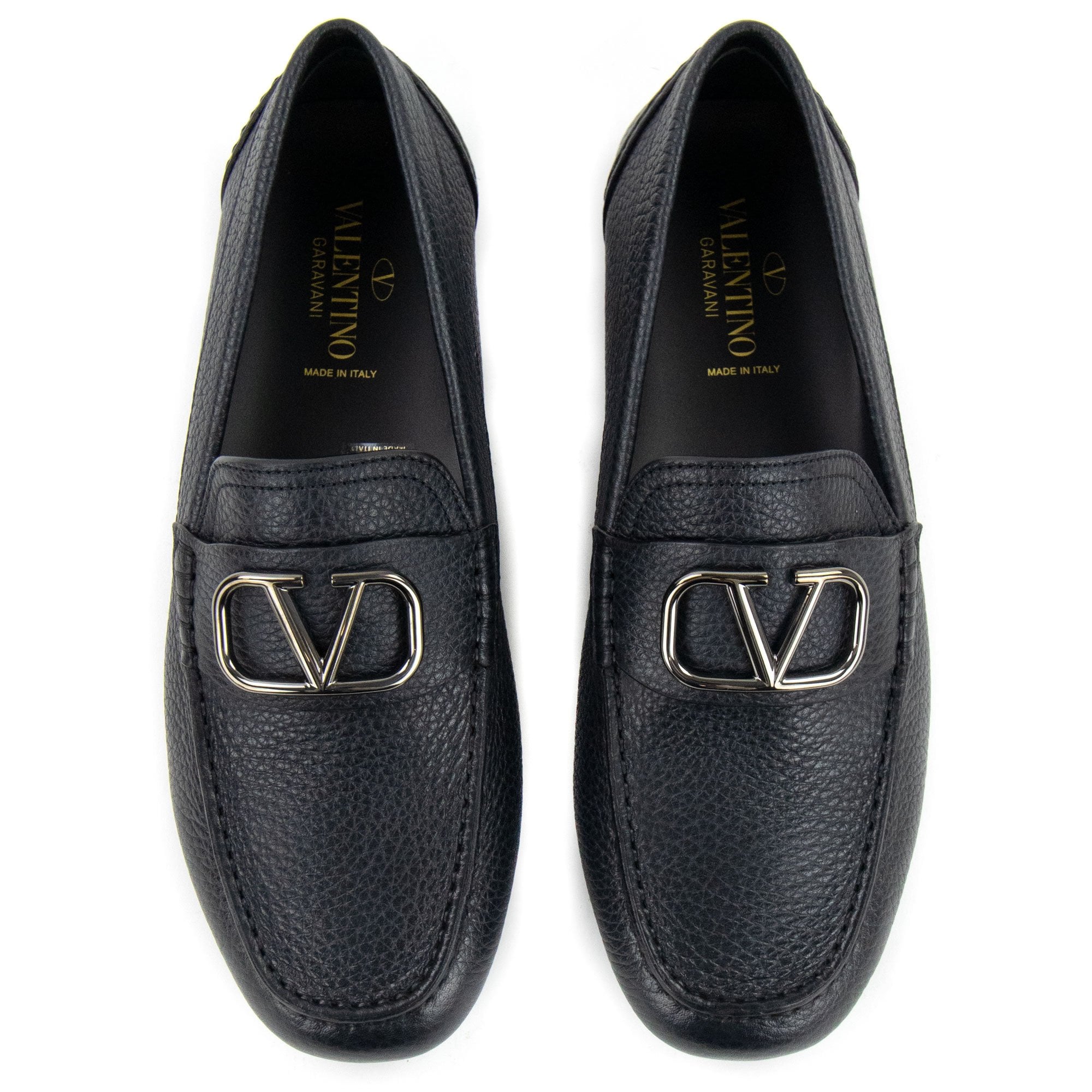 Valentino Vlogo Calfskin Driving Shoe Black