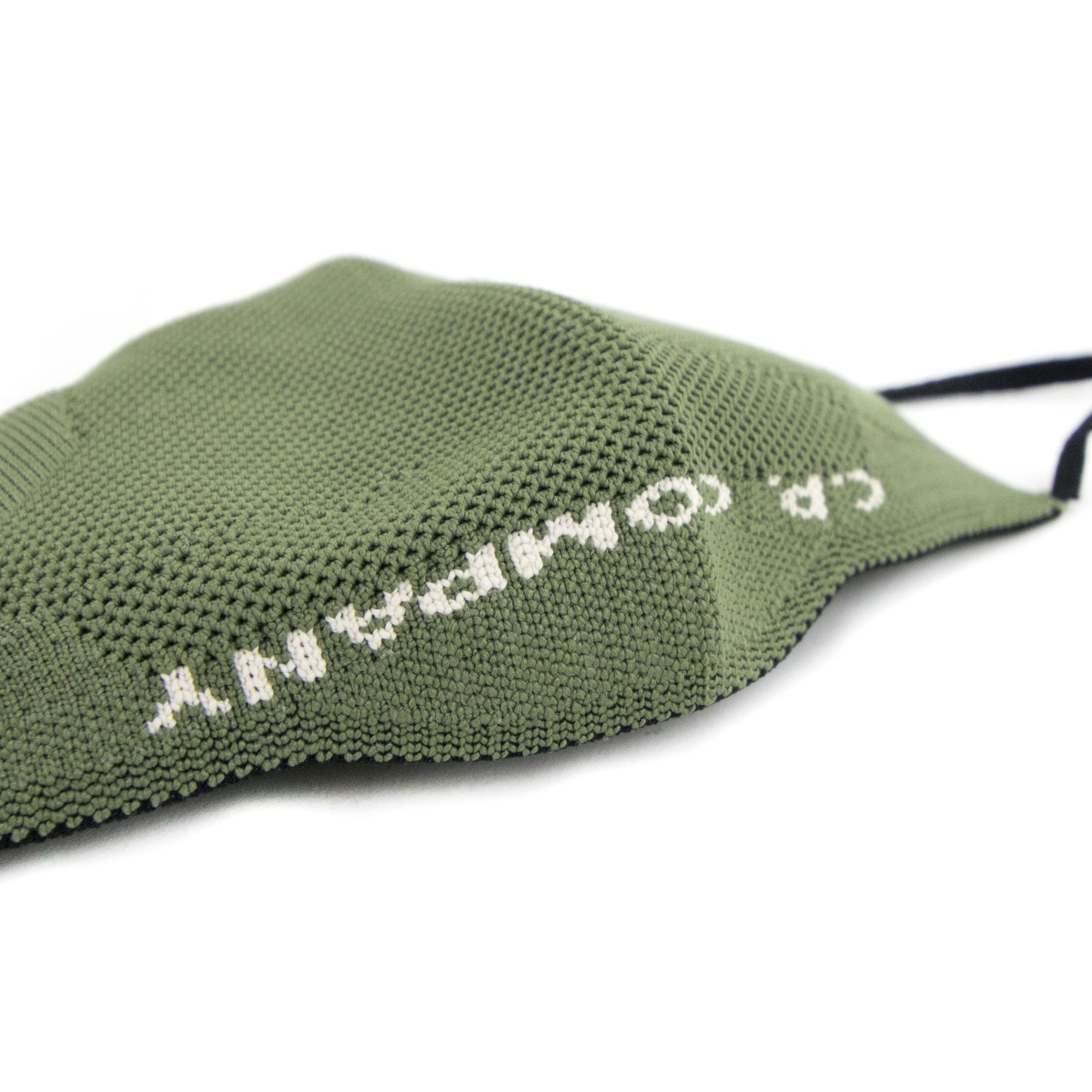 Cp Company Knit Yarn Logo Print Face Mask Green V02