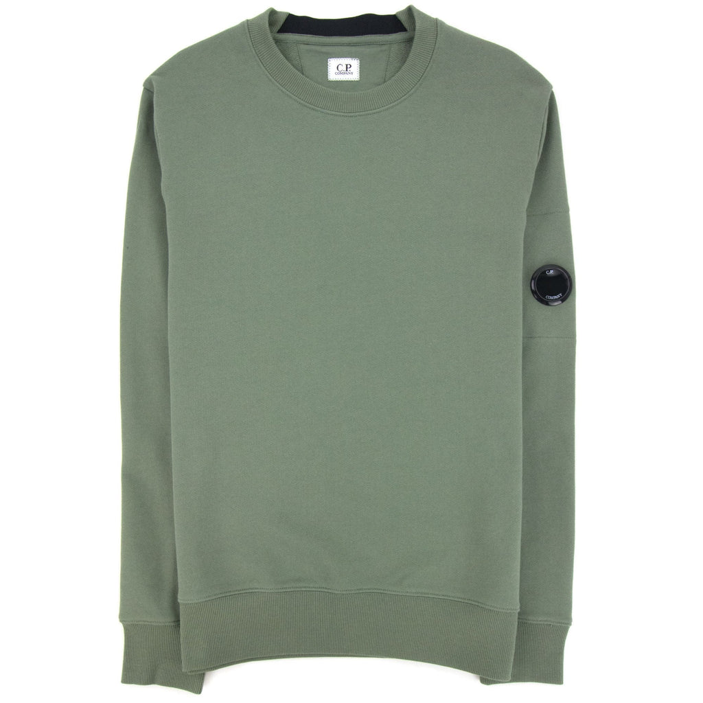 Cp Company Diagonal Raised Fleece Lens Crew Sweatshirt Green 668