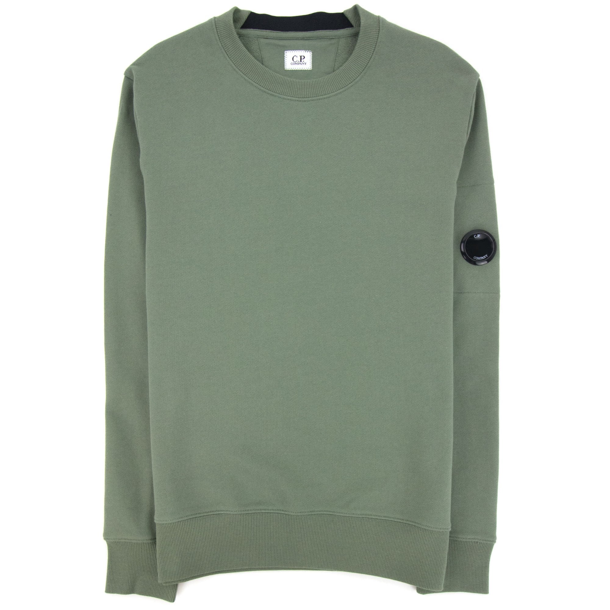 Cp Company Diagonal Raised Fleece Lens Crew Sweatshirt Green 668