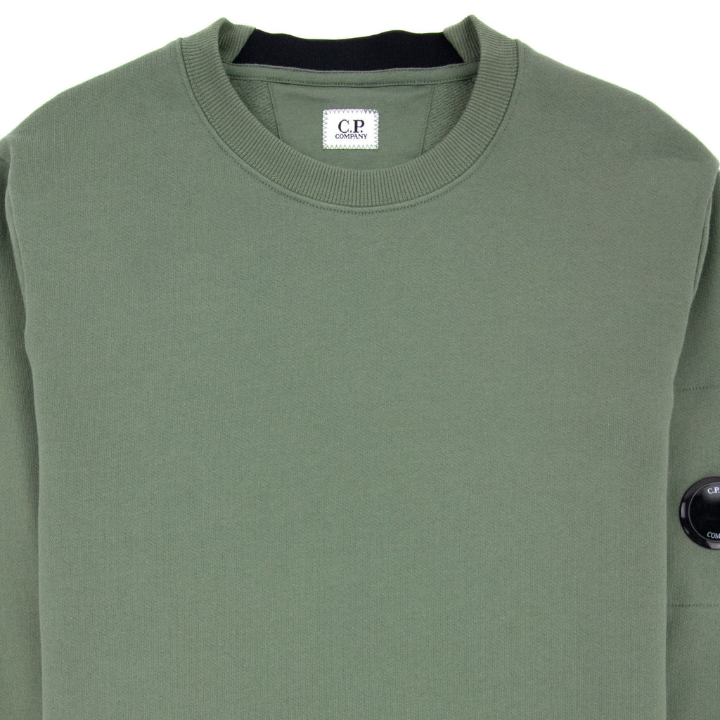Cp Company Diagonal Raised Fleece Lens Crew Sweatshirt Green 668