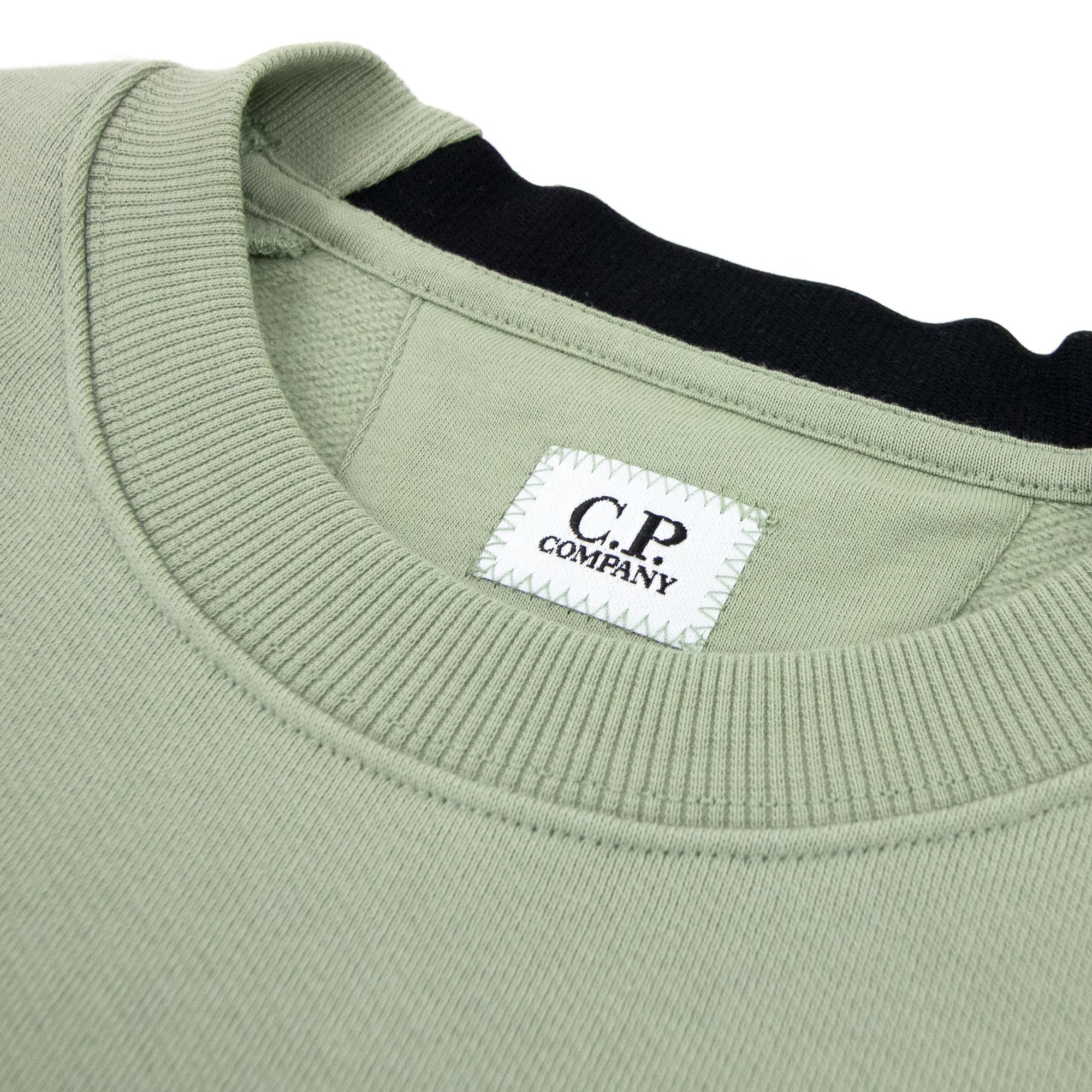 Cp Company Diagonal Raised Fleece Lens Crew Sweatshirt Light Green 631
