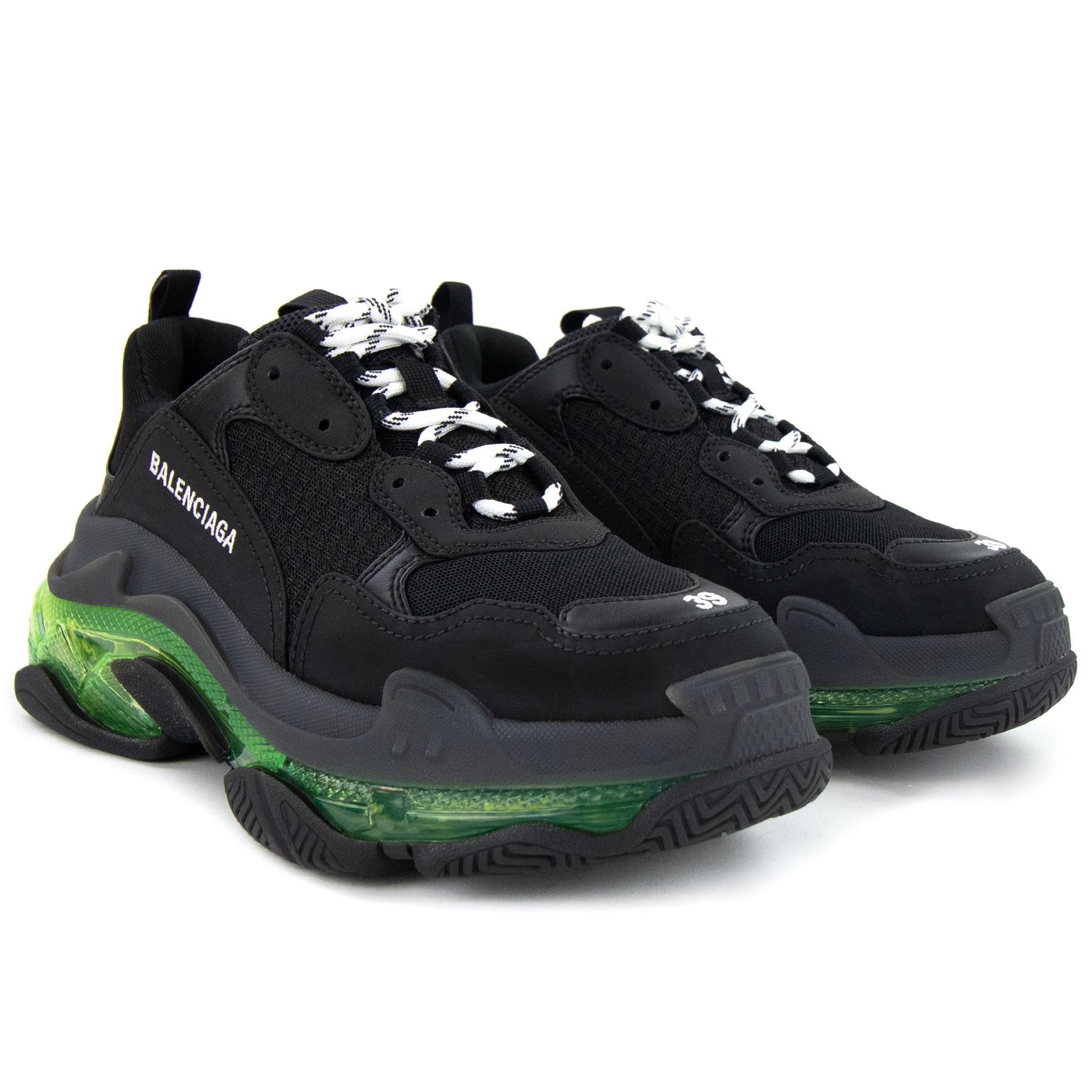 Balenciaga Triple S Clear Sole Sneakers Black/green