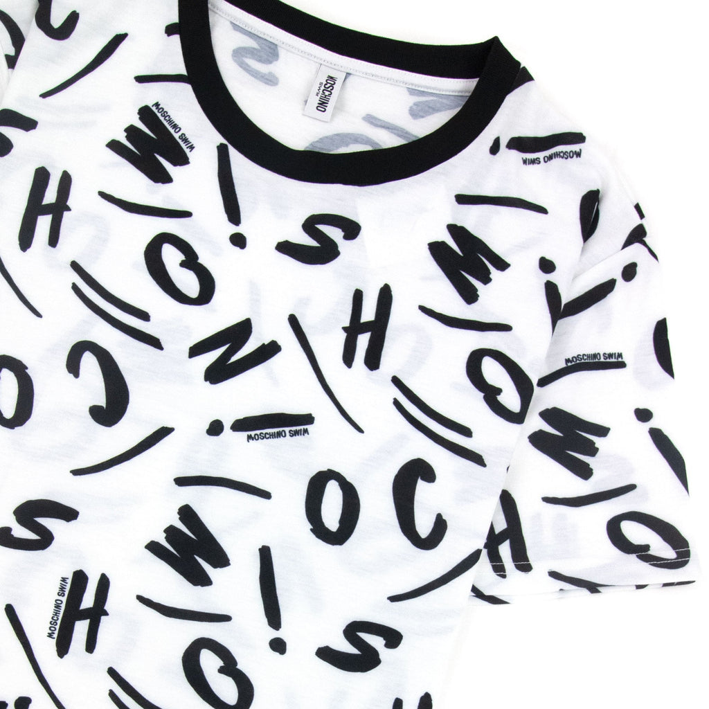 Moschino Swim Logo Script T Shirt White