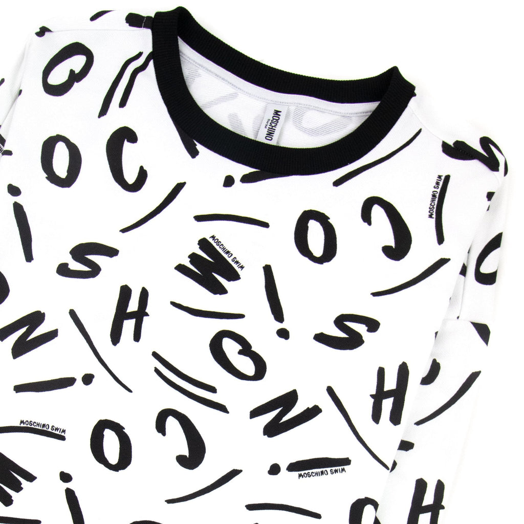 Moschino Swim Logo Script Crewneck Sweatshirt White