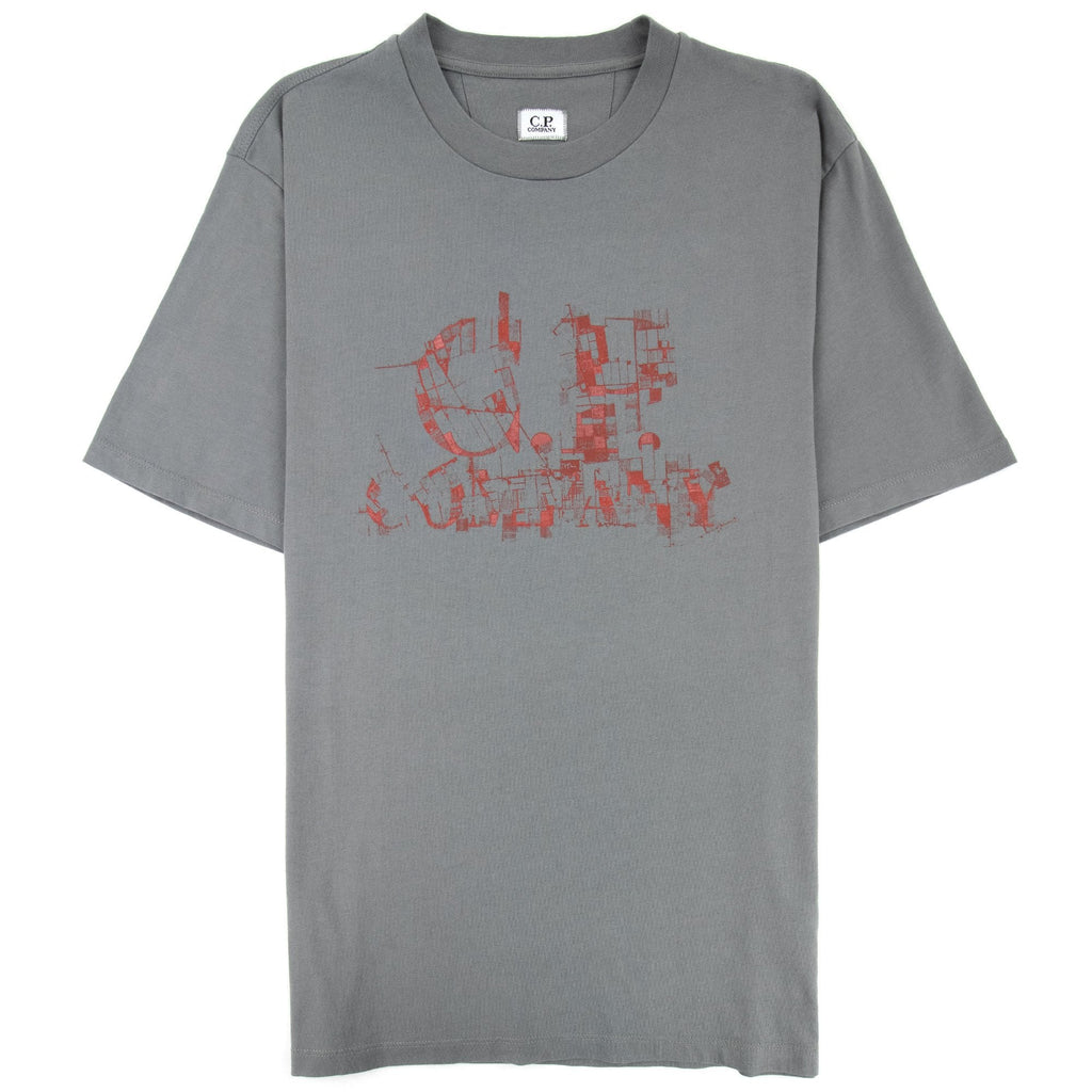 Cp Company Distorted Logo T Shirt Grey 938