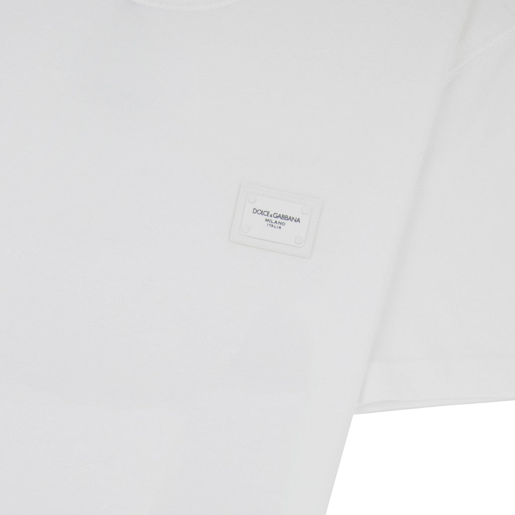 Dolce & Gabbana Branded Plate Crewneck T Shirt White W0800