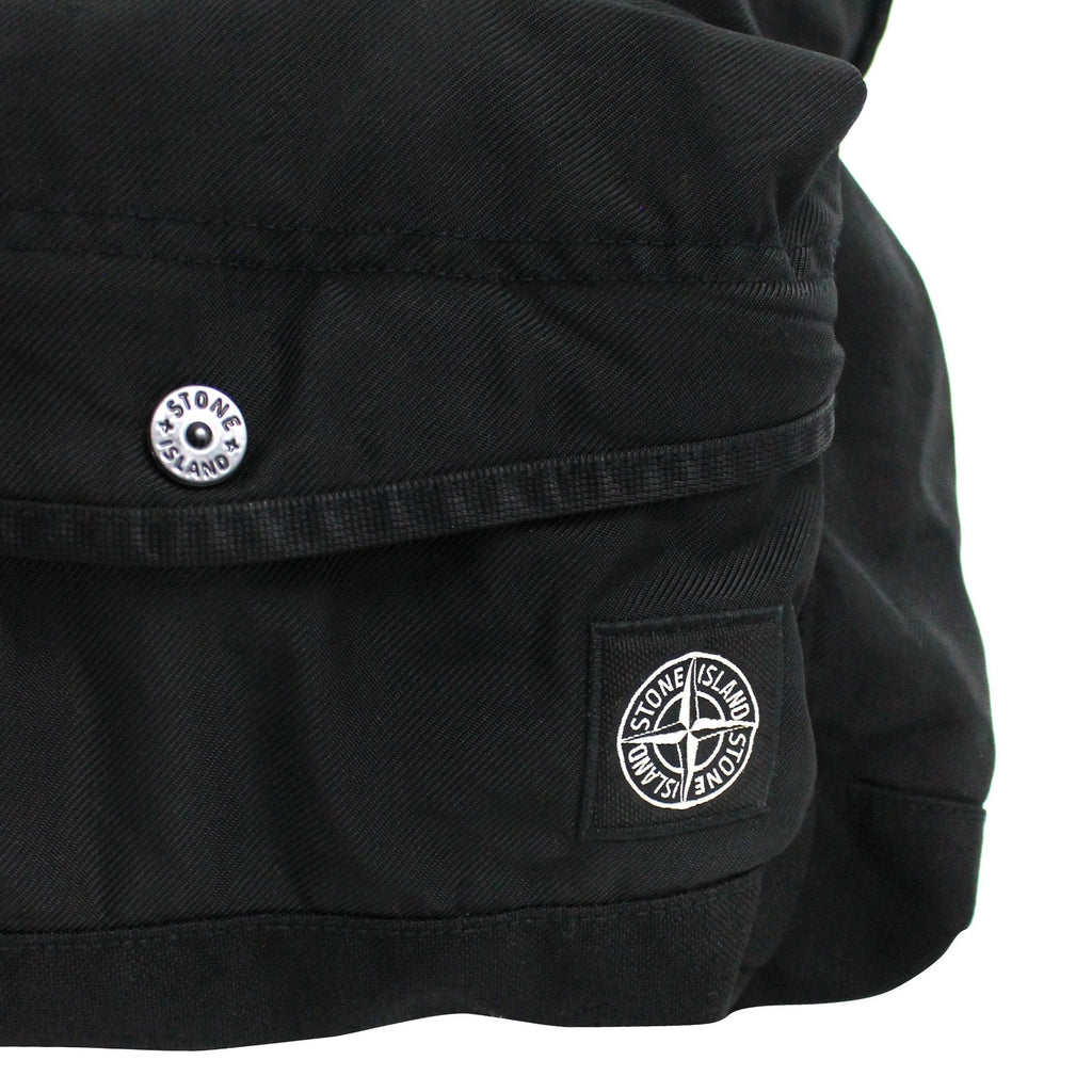 Stone Island Junior Garment Dyed Patch Logo Rucksack Black V0029