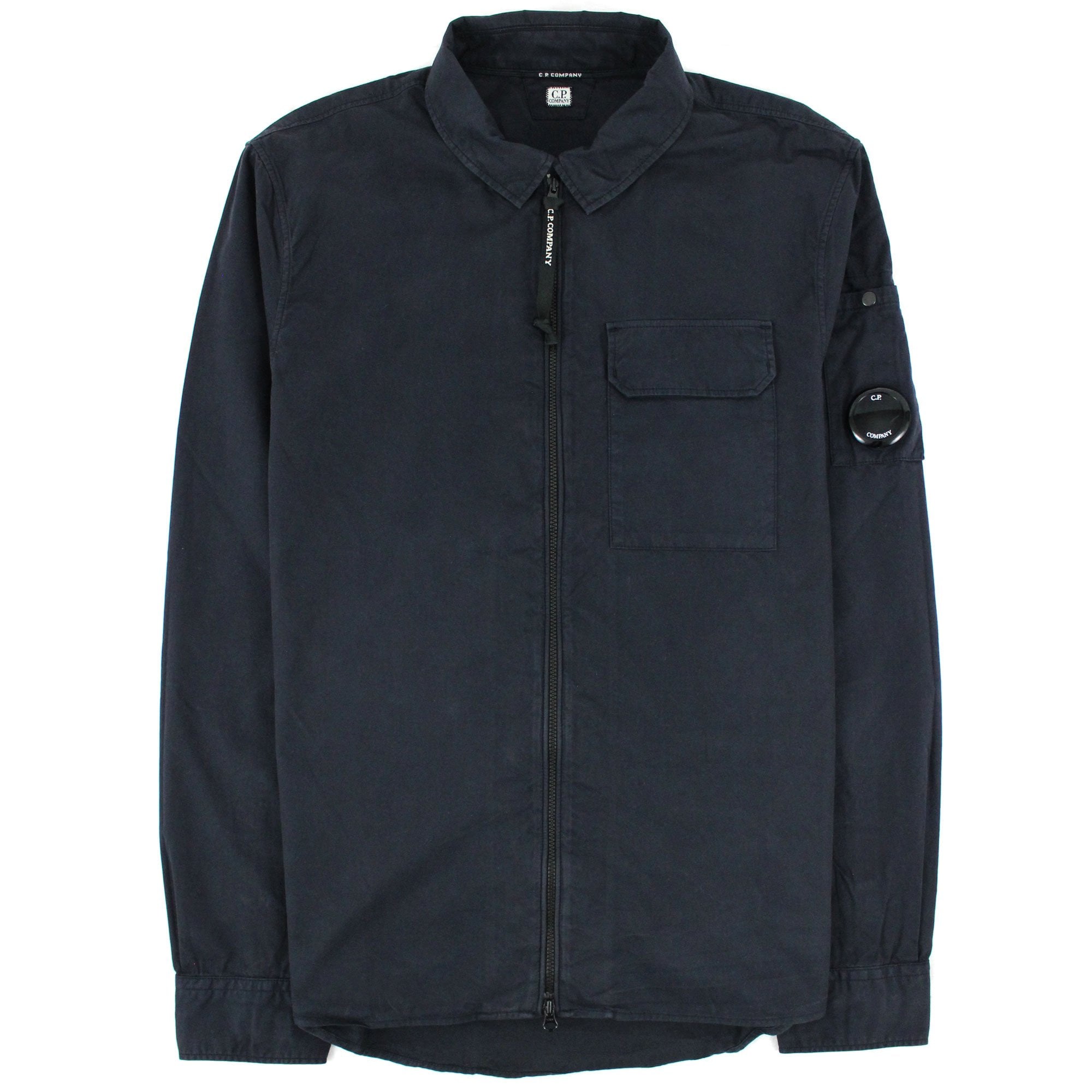 Cp Company Garment Dyed Emerize Zipped Lens Shirt Navy 888