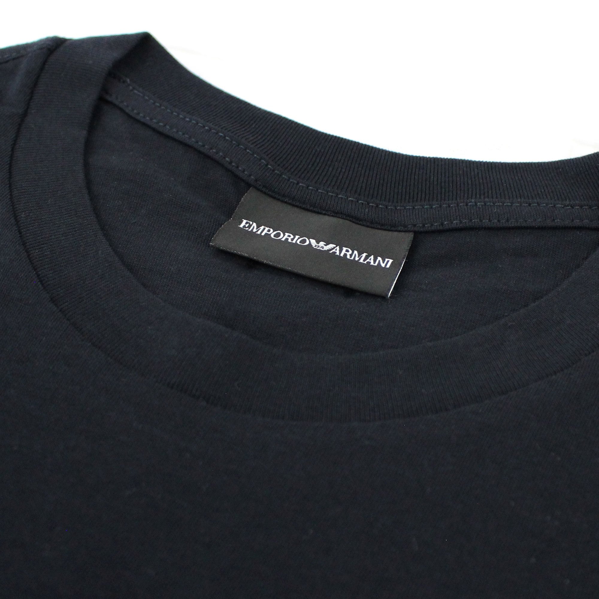Emporio Armani Monochromatic Logo Print T Shirt Navy Blue 0920