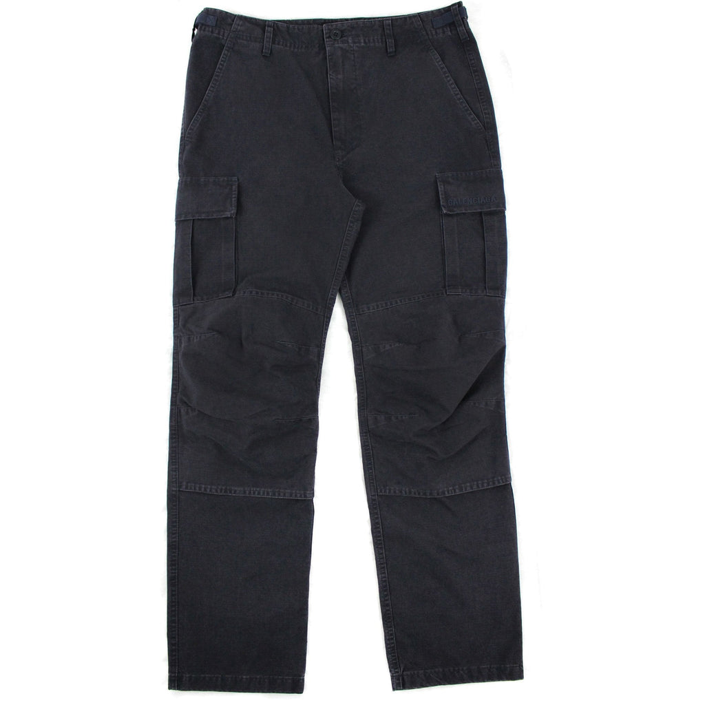 Balenciaga Embroidered Logo Cargo Pants Navy